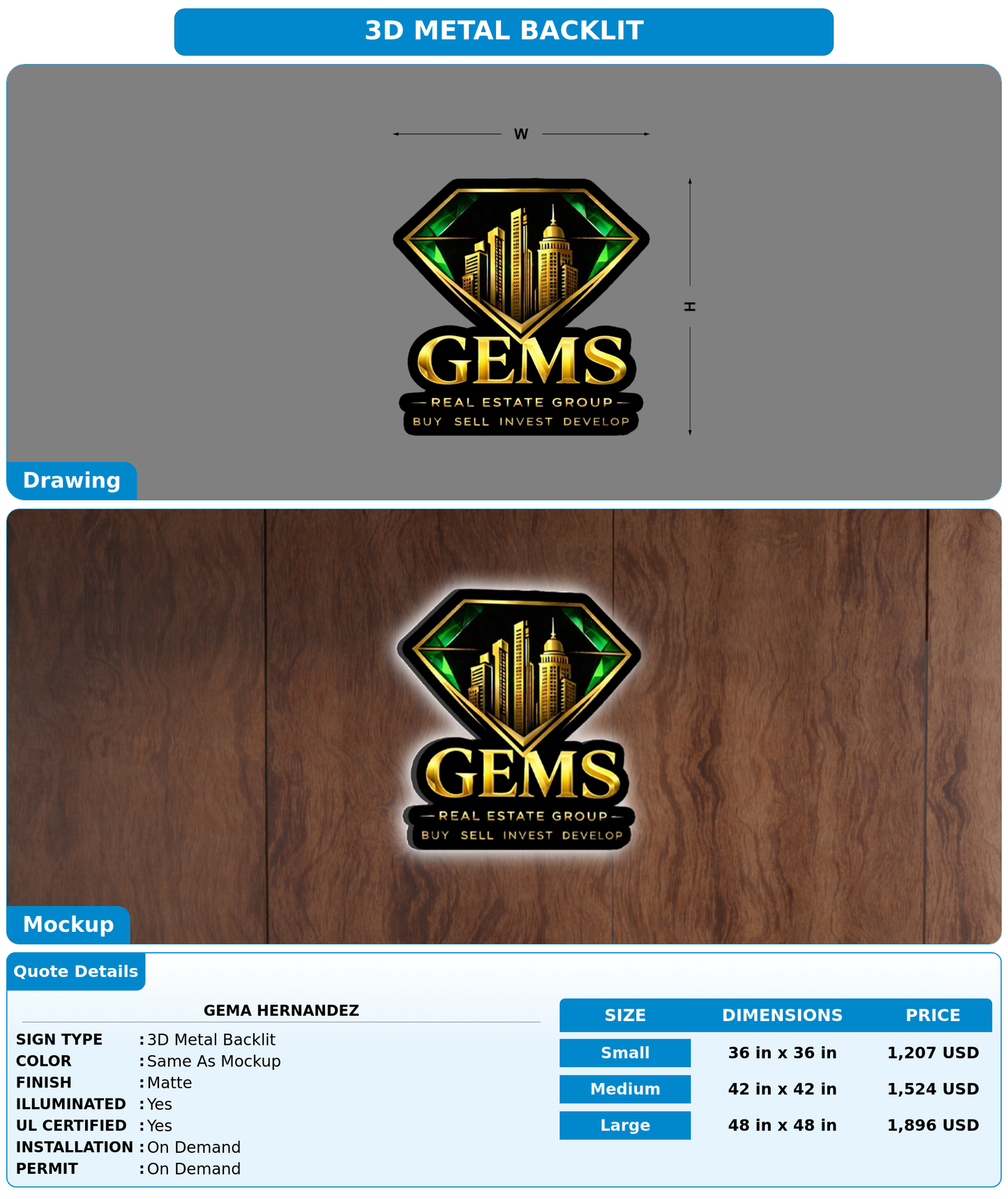 CUSTOM MOCKUP SIGN FOR Gema Hernandez