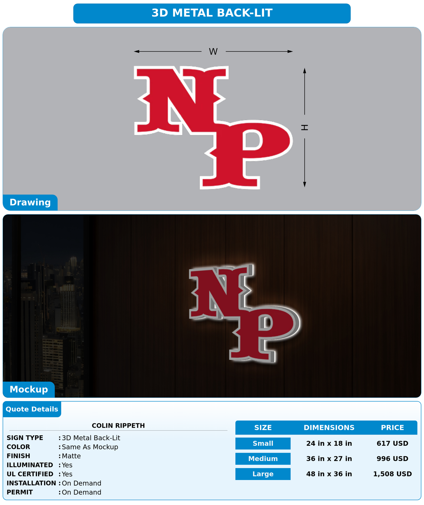 CUSTOM MOCKUP SIGN FOR Colin Rippeth