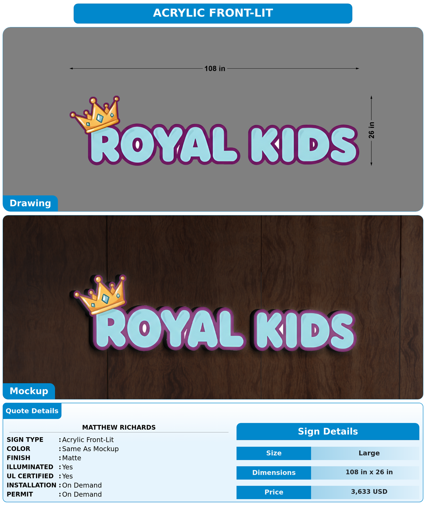 CUSTOM MOCKUP SIGN FOR Matthew Richards