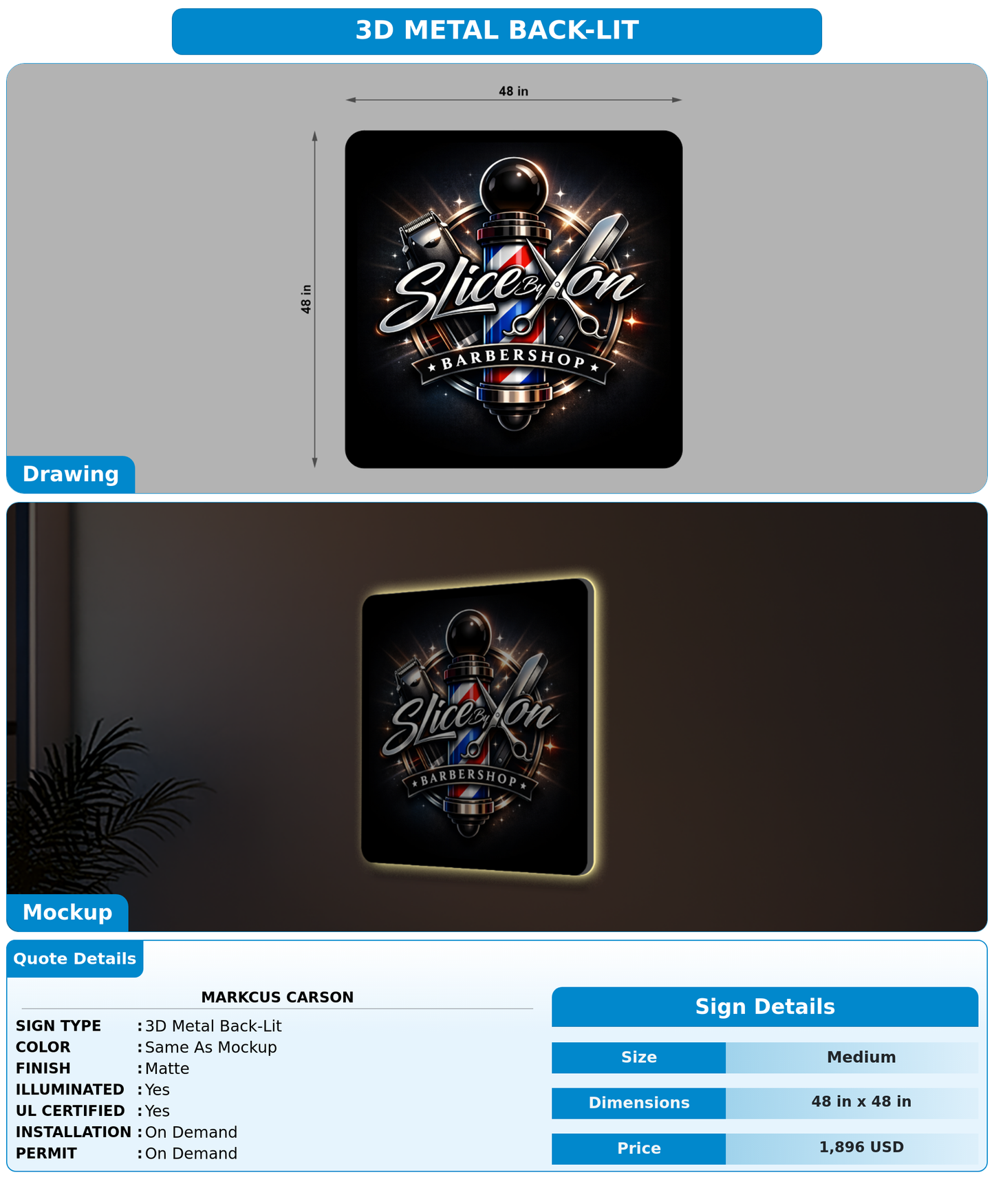 CUSTOM MOCKUP SIGN FOR Markcus Carson