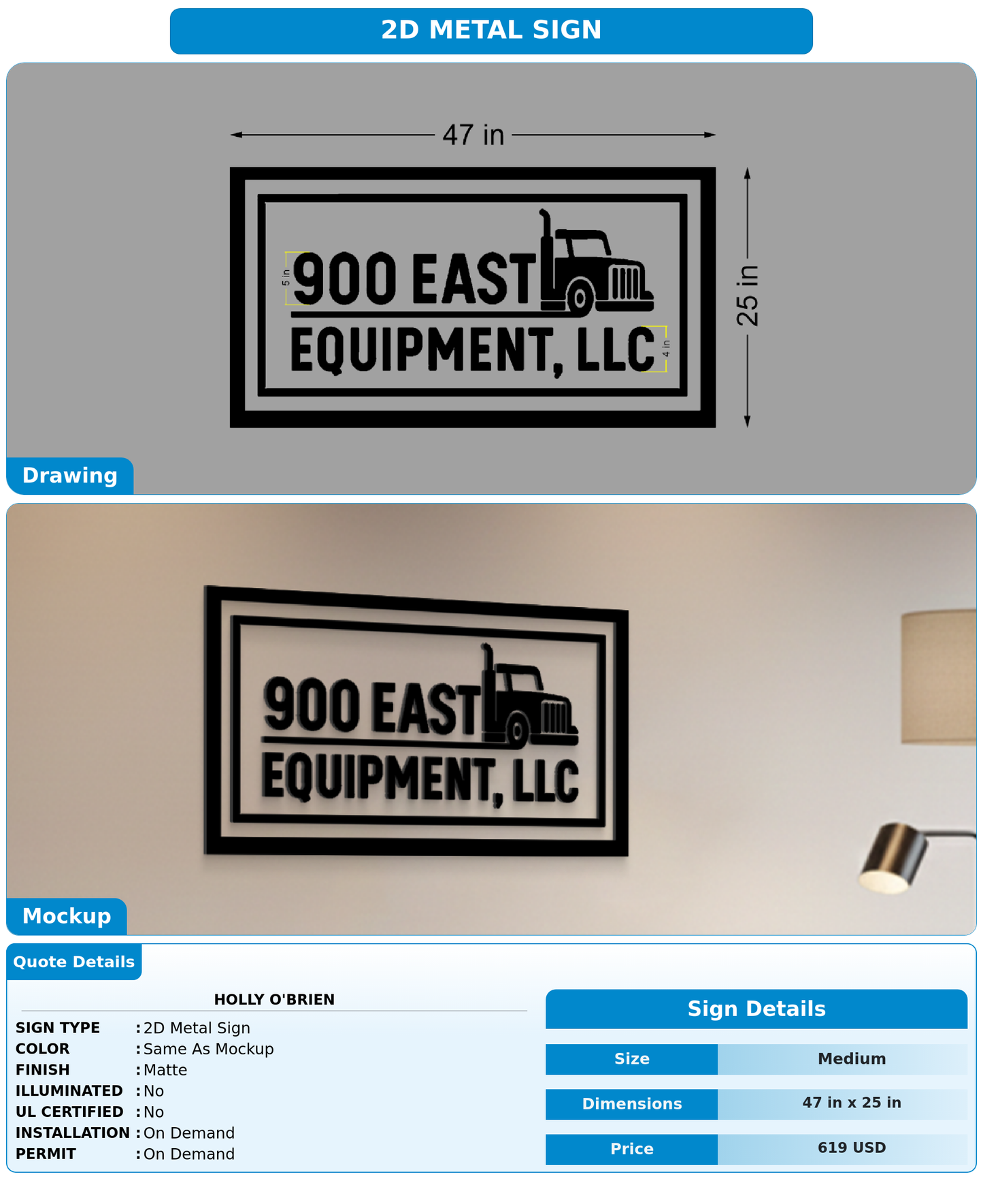 CUSTOM MOCKUP SIGN FOR Holly O'Brien