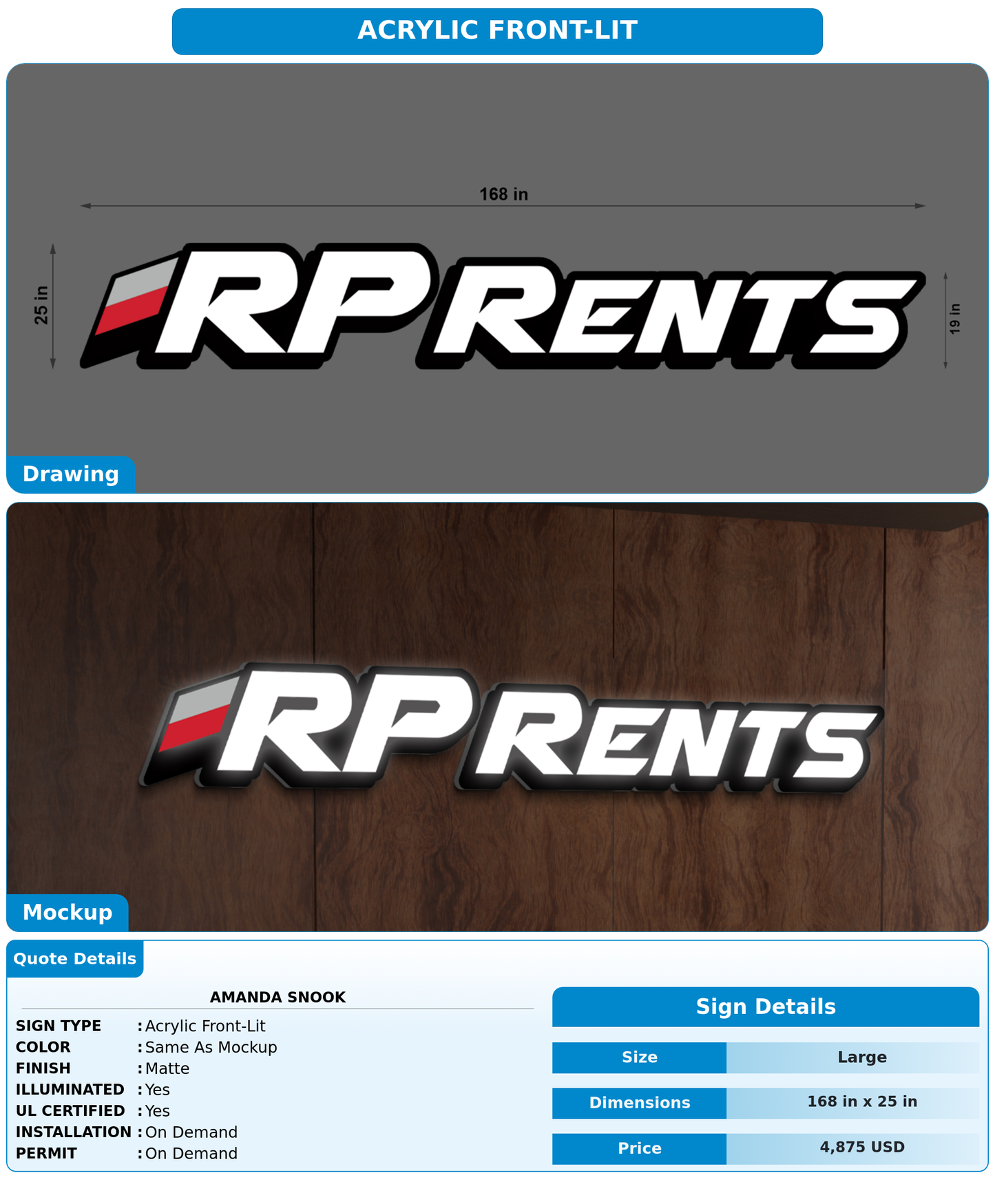 CUSTOM MOCKUP SIGN FOR Amanda Snook