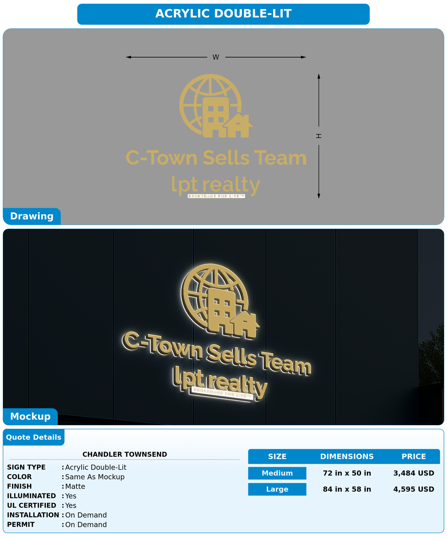 CUSTOM MOCKUP SIGN FOR Chandler Townsend