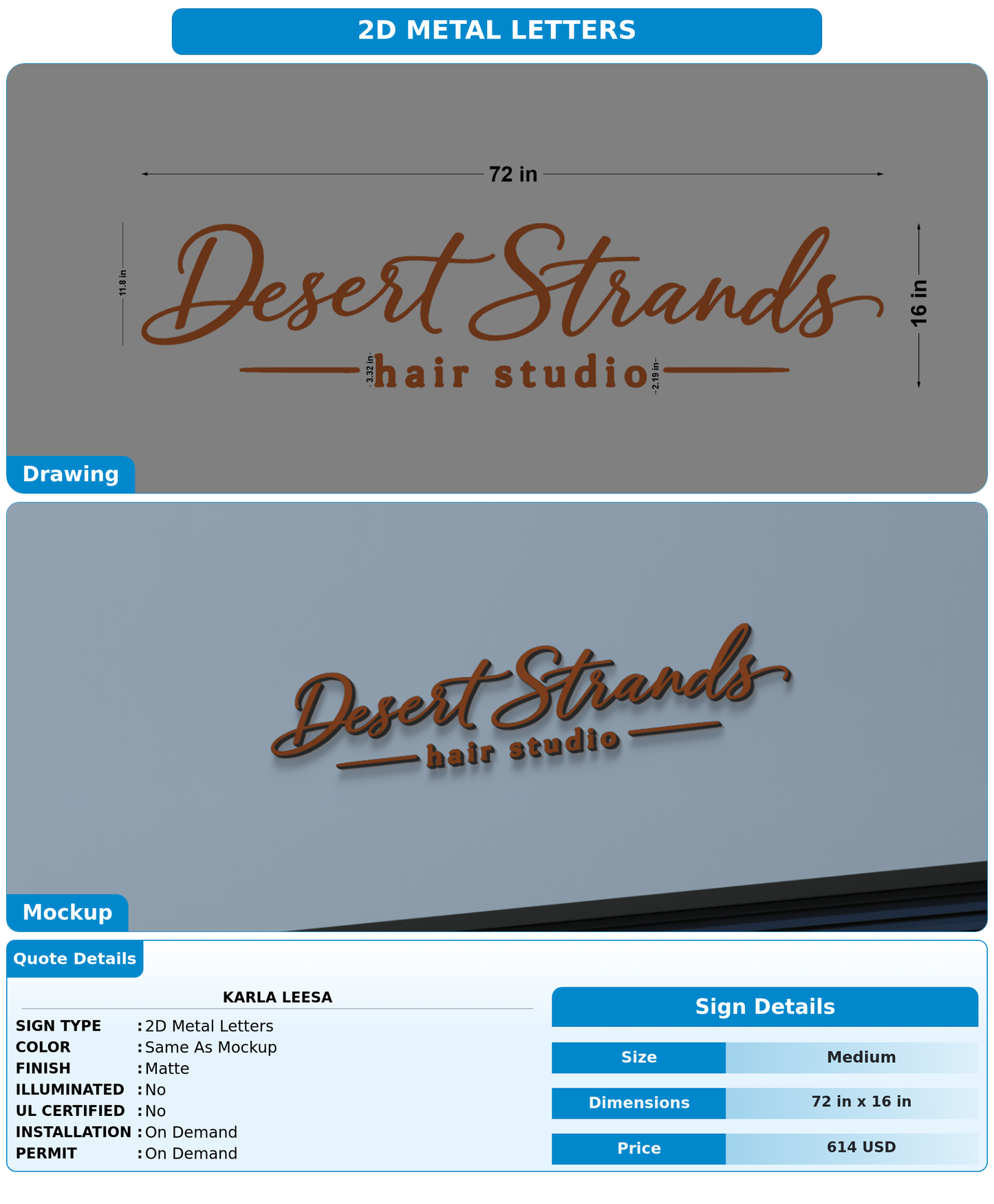 CUSTOM MOCKUP SIGN FOR Karla Leesa