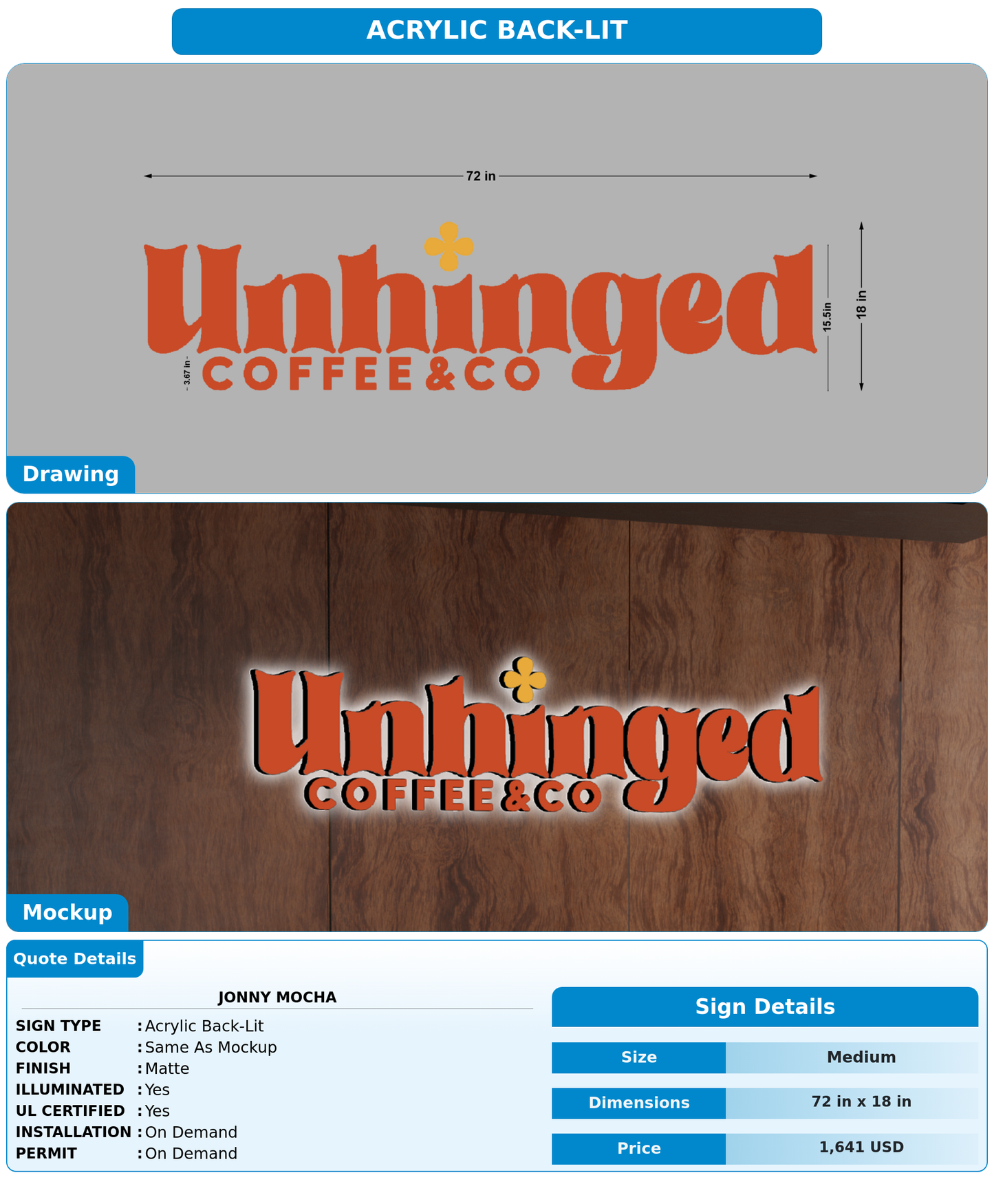 CUSTOM MOCKUP SIGN FOR Jonny Mocha