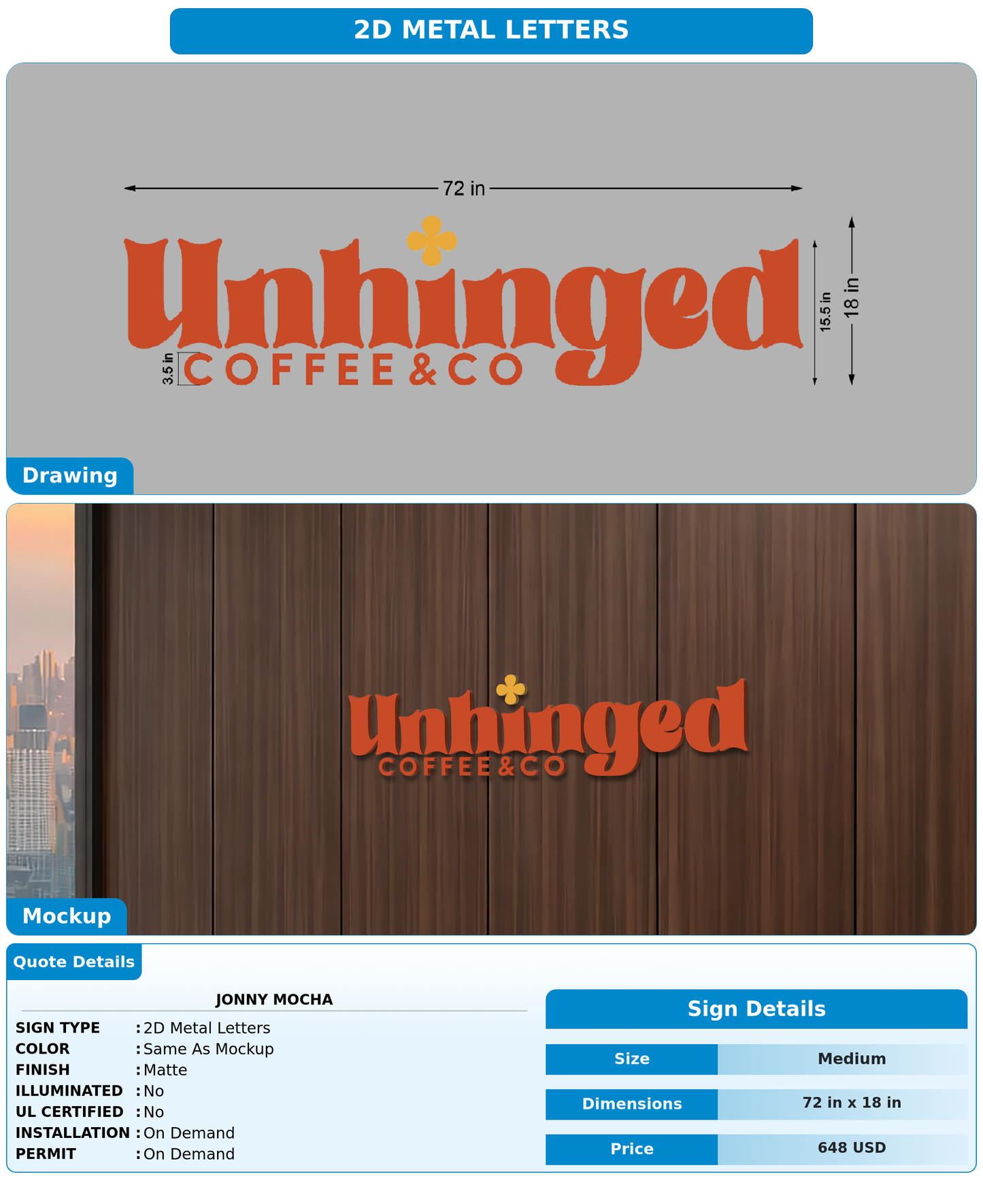 CUSTOM MOCKUP SIGN FOR Jonny Mocha