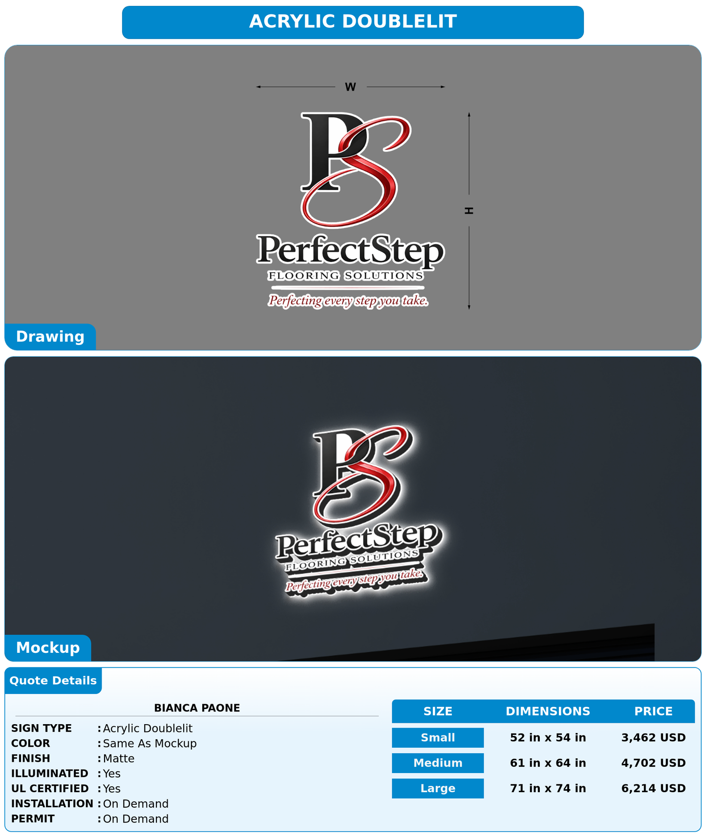 CUSTOM MOCKUP SIGN FOR Bianca Paone