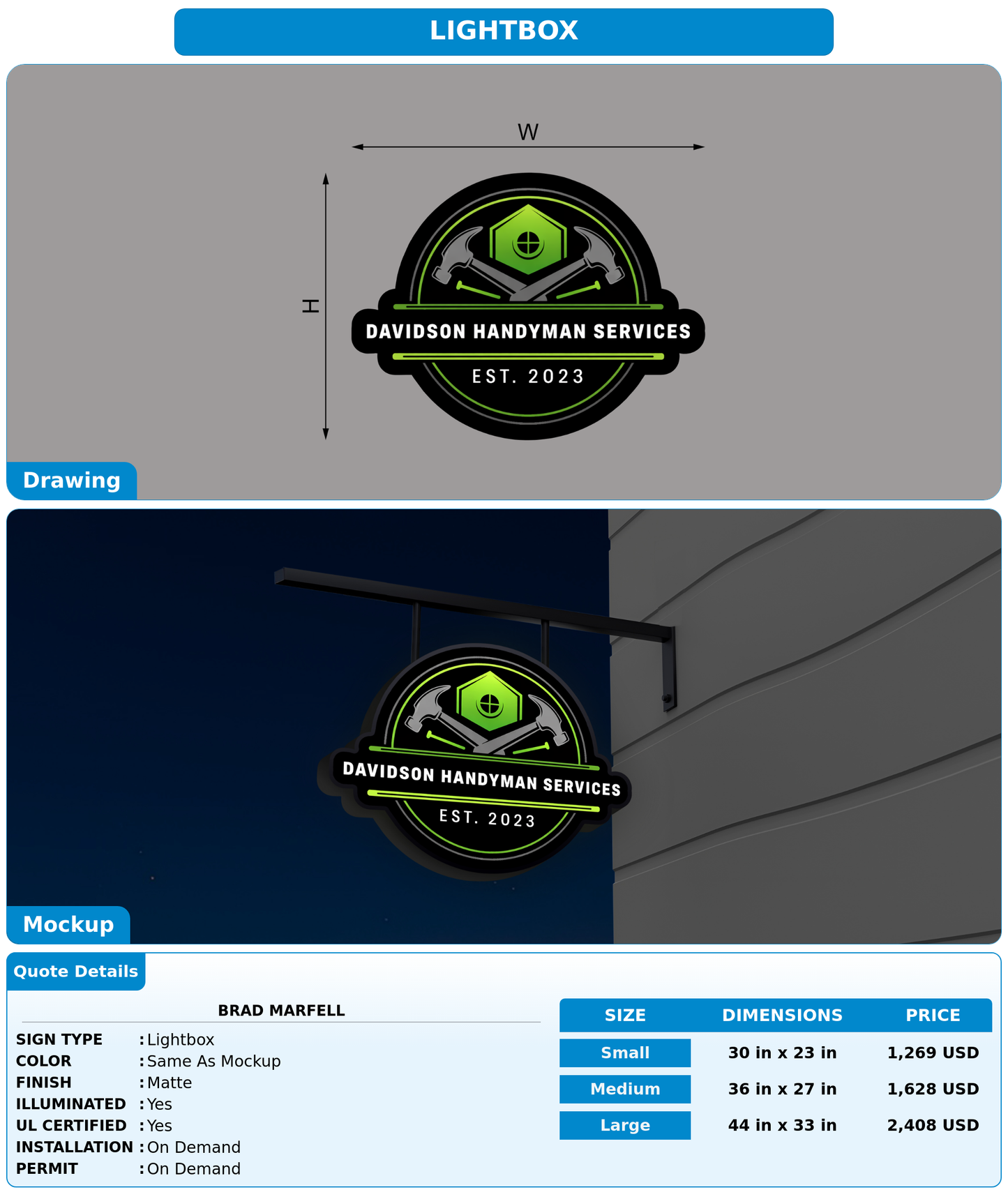 CUSTOM MOCKUP SIGN FOR Brad Marfell