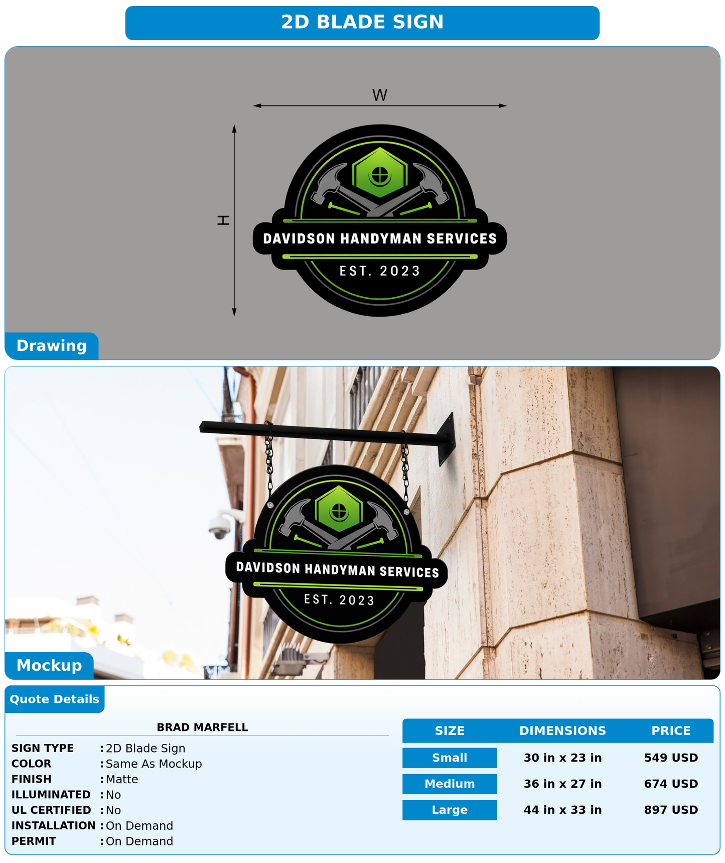 CUSTOM MOCKUP SIGN FOR Brad Marfell