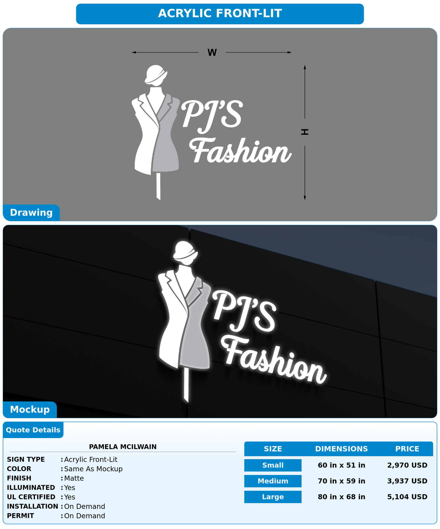CUSTOM MOCKUP SIGN FOR Pamela Mcilwain