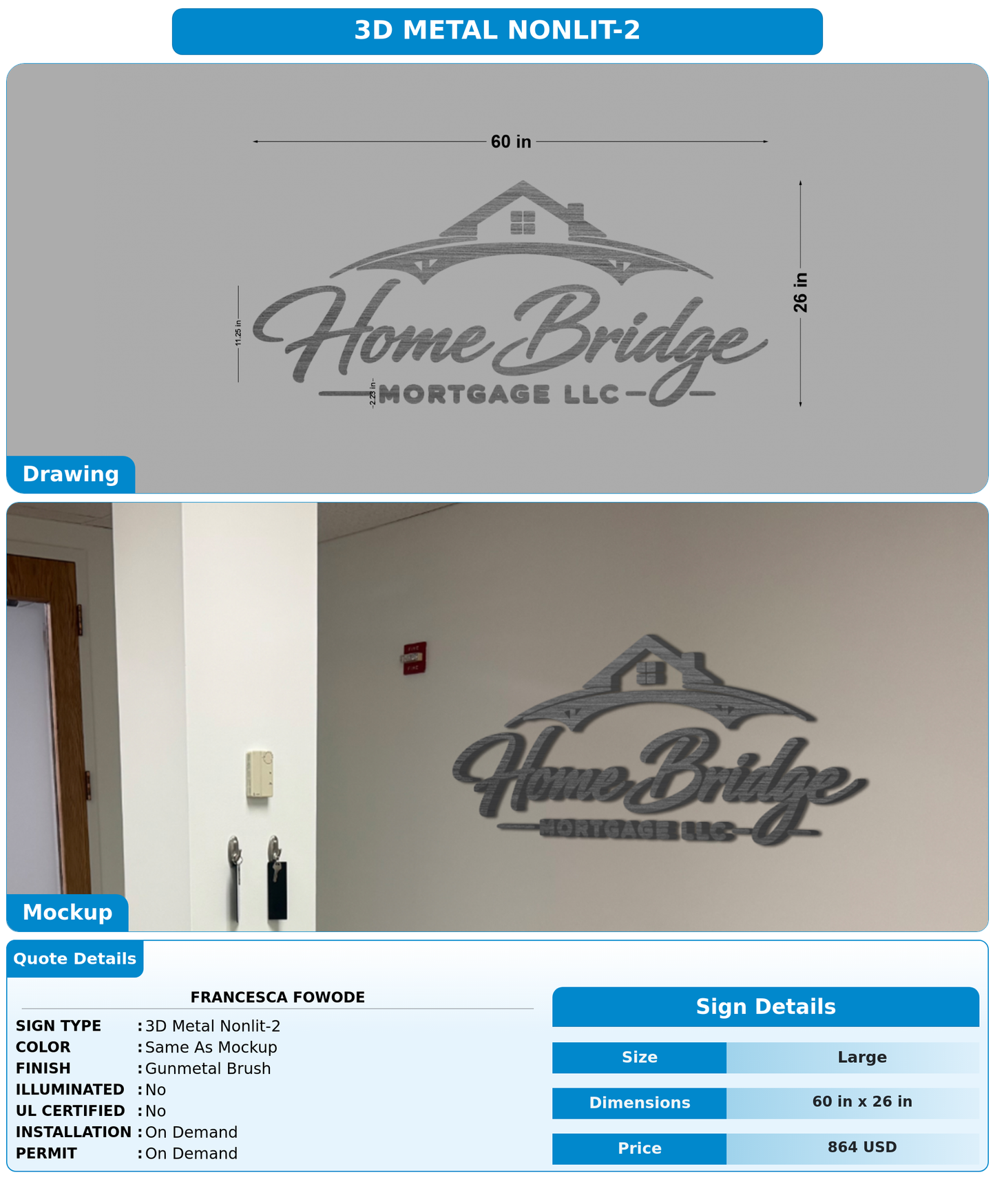 CUSTOM MOCKUP SIGN FOR Francesca Fowode