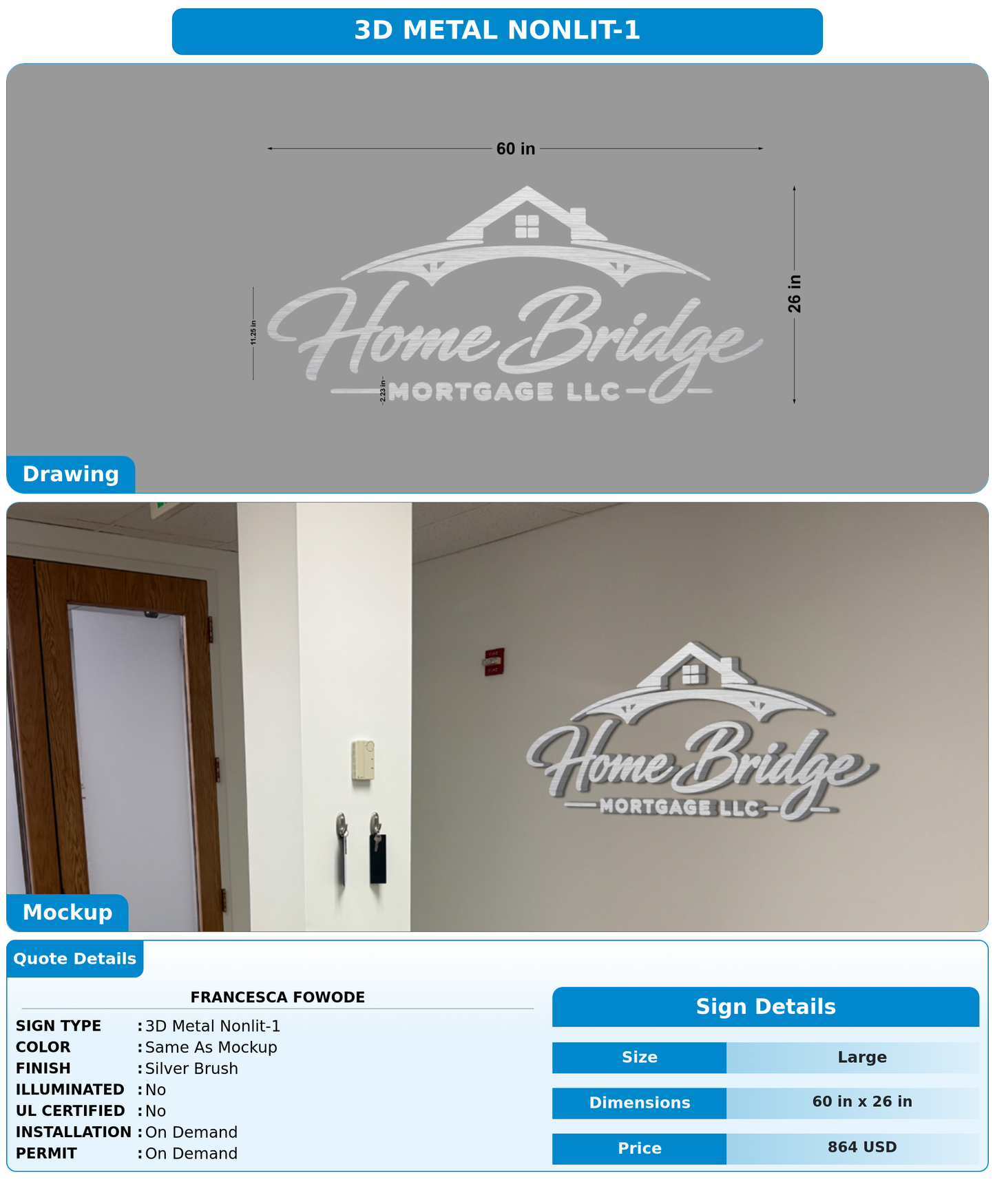 CUSTOM MOCKUP SIGN FOR Francesca Fowode