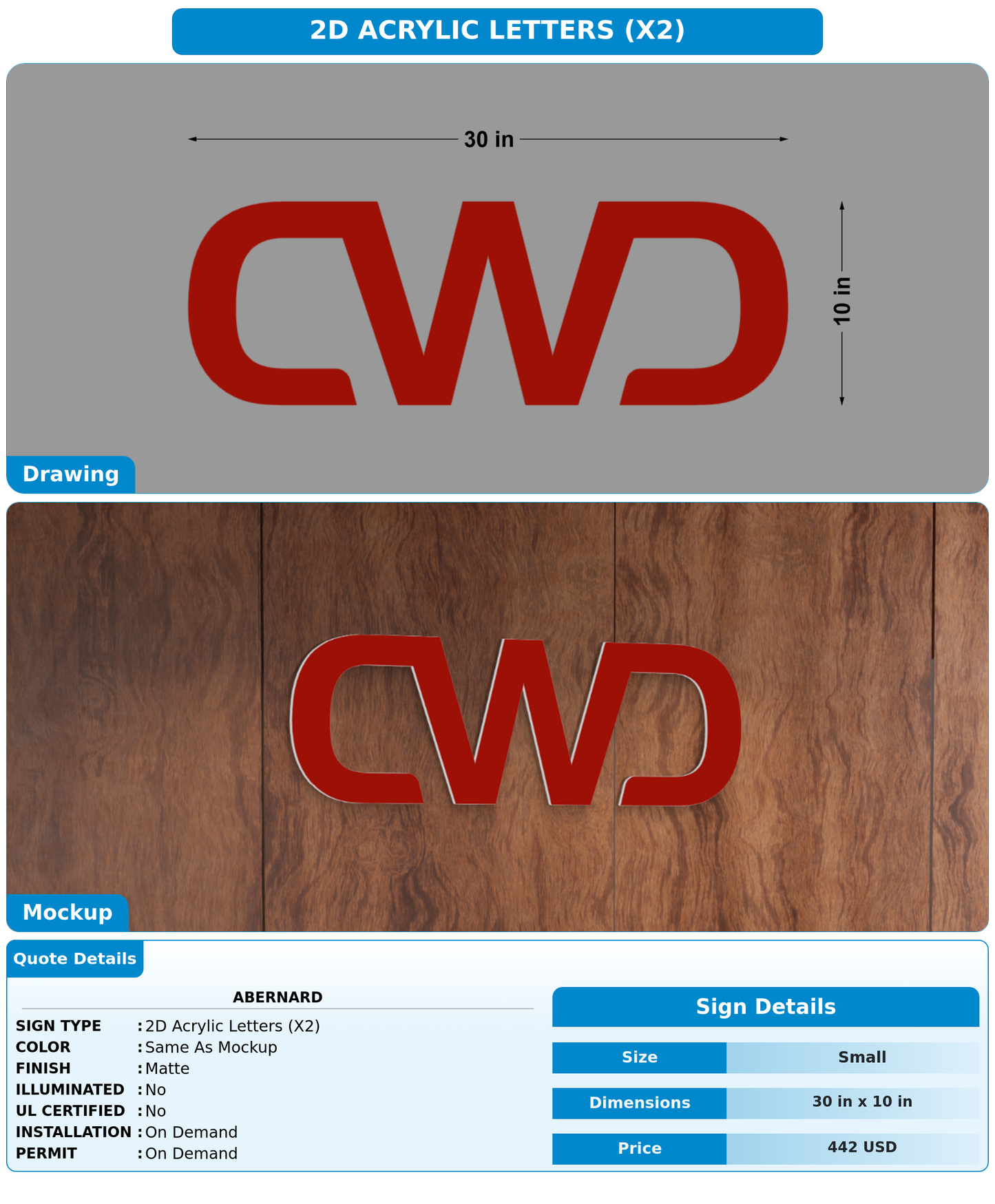 CUSTOM MOCKUP SIGN FOR abernard