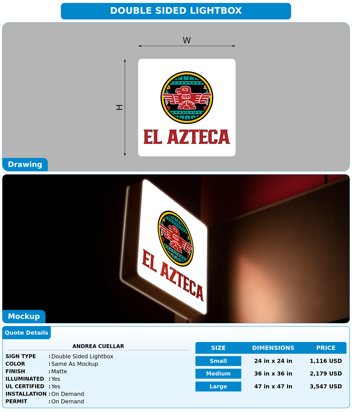 CUSTOM MOCKUP SIGN FOR Andrea Cuellar