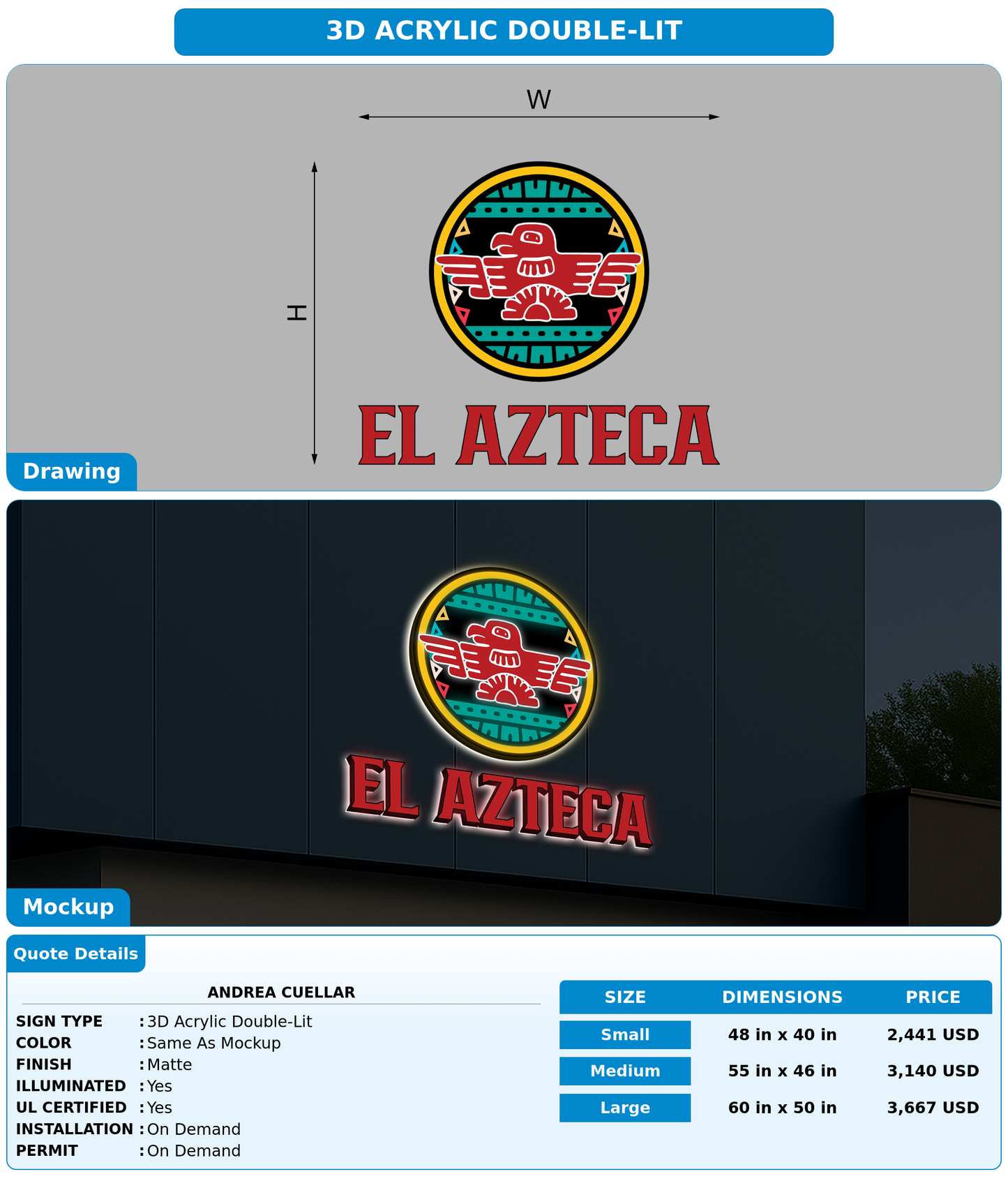 CUSTOM MOCKUP SIGN FOR Andrea Cuellar