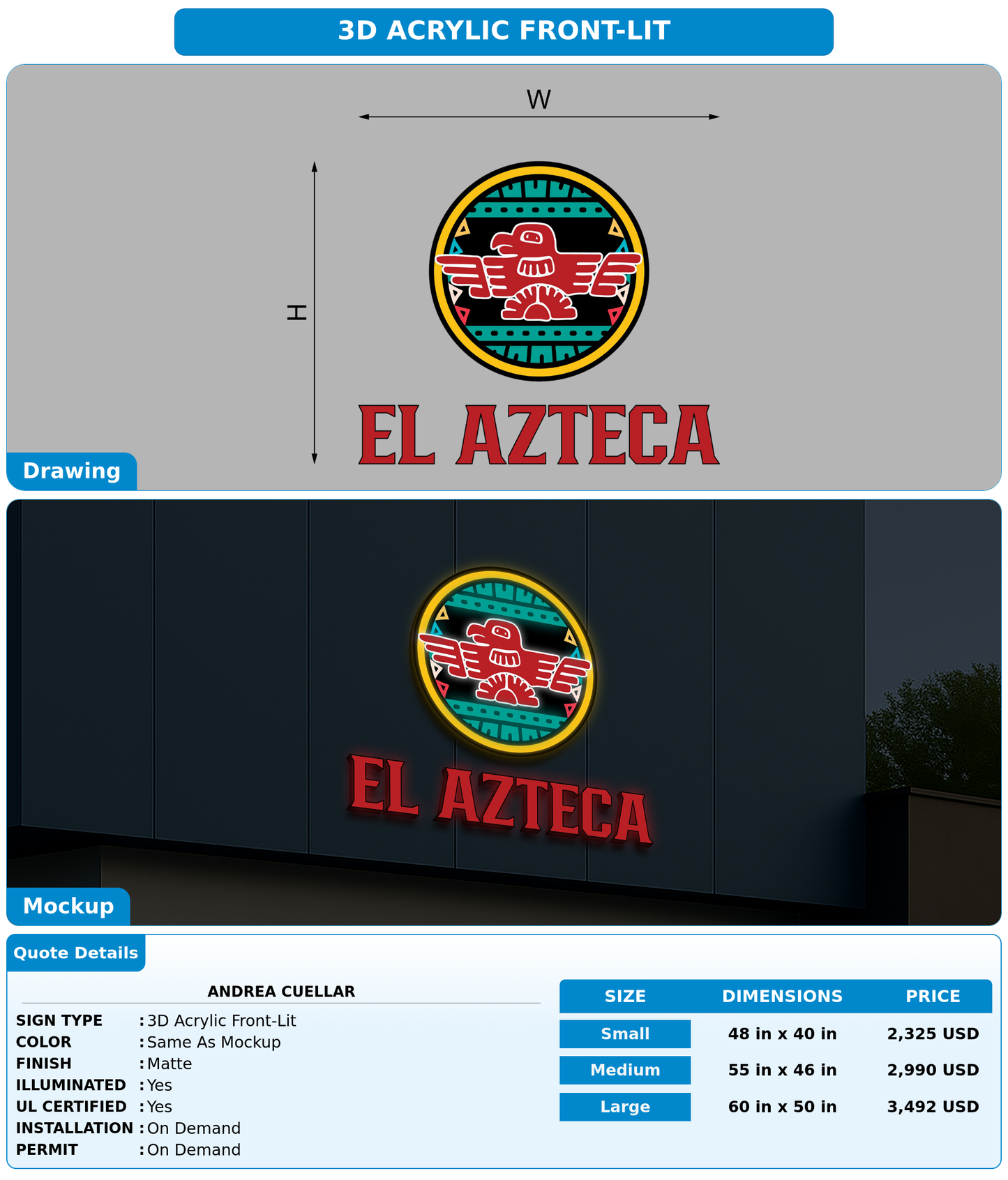CUSTOM MOCKUP SIGN FOR Andrea Cuellar