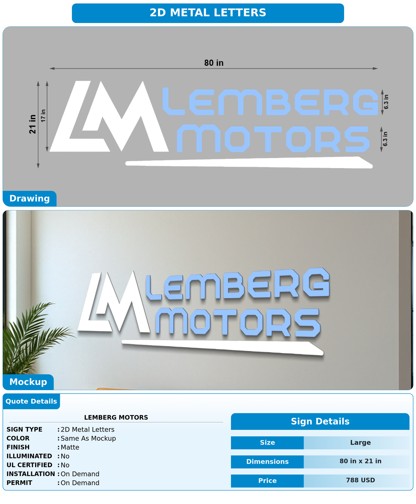 CUSTOM MOCKUP SIGN FOR Lemberg Motors