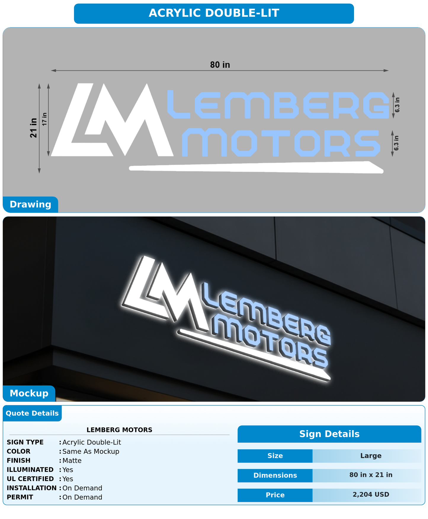 CUSTOM MOCKUP SIGN FOR Lemberg Motors