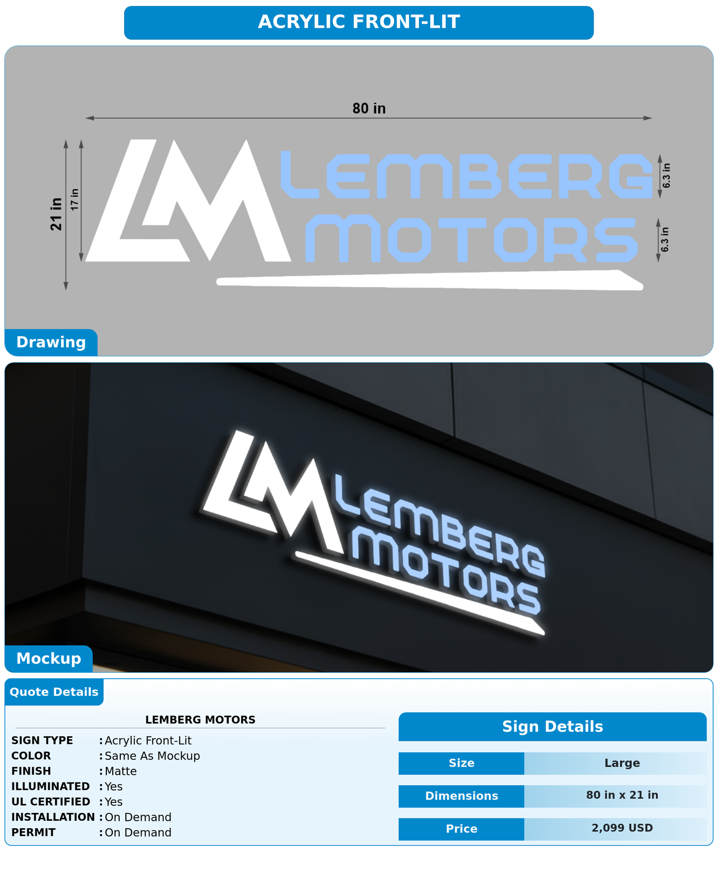 CUSTOM MOCKUP SIGN FOR Lemberg Motors