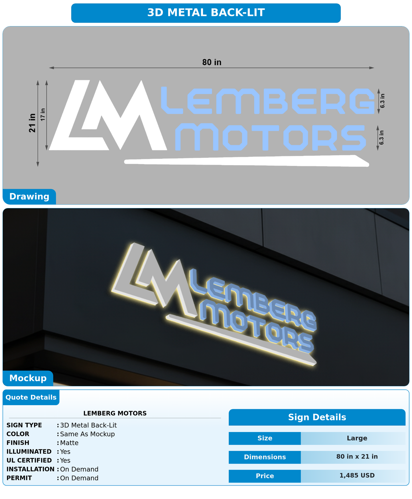 CUSTOM MOCKUP SIGN FOR Lemberg Motors