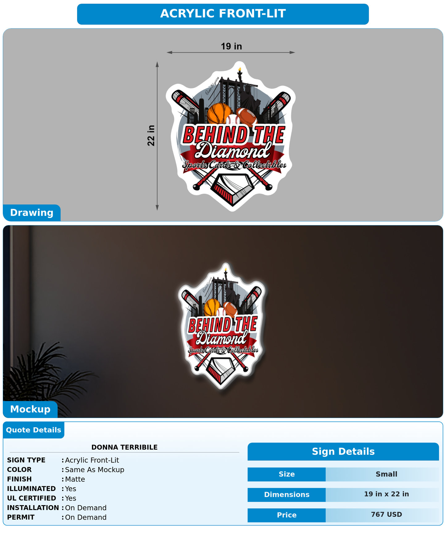 CUSTOM MOCKUP SIGN FOR Donna Terribile
