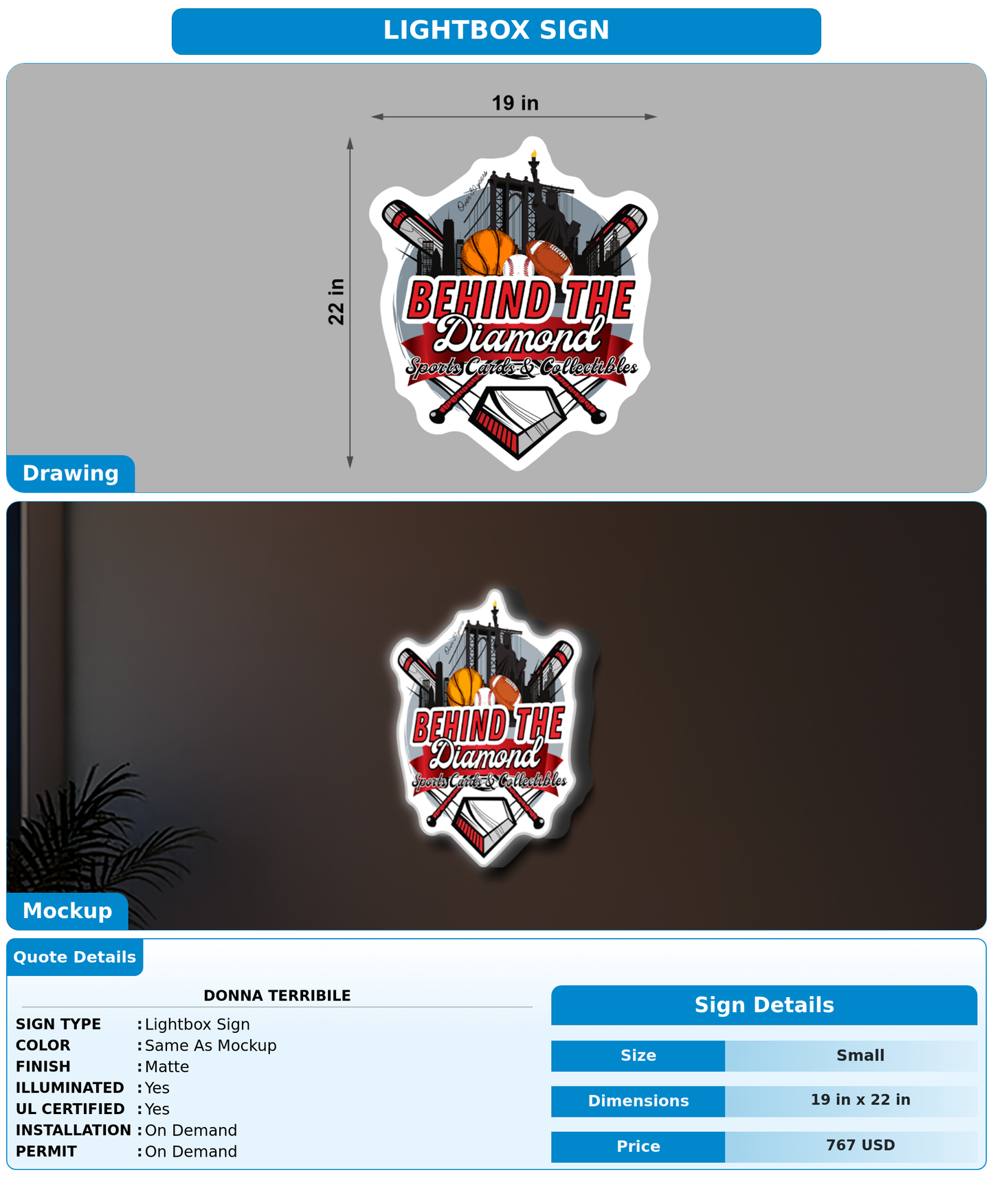 CUSTOM MOCKUP SIGN FOR Donna Terribile