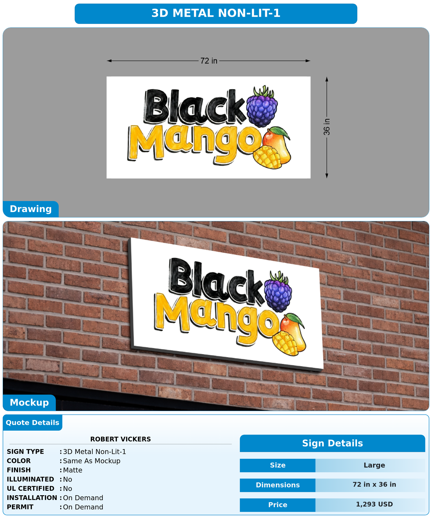 CUSTOM MOCKUP SIGN FOR Robert Vickers