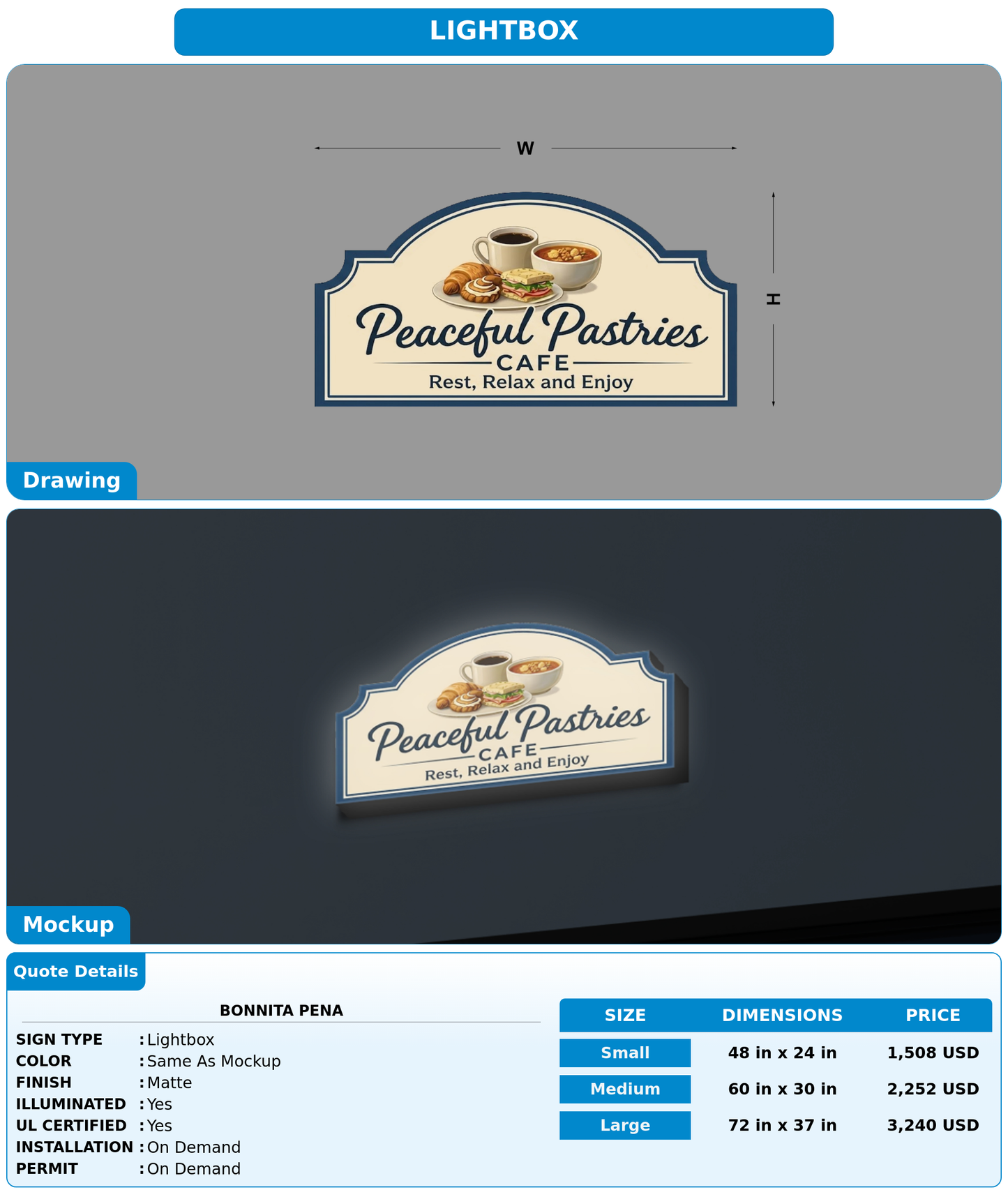 CUSTOM MOCKUP SIGN FOR Bonnita Pena