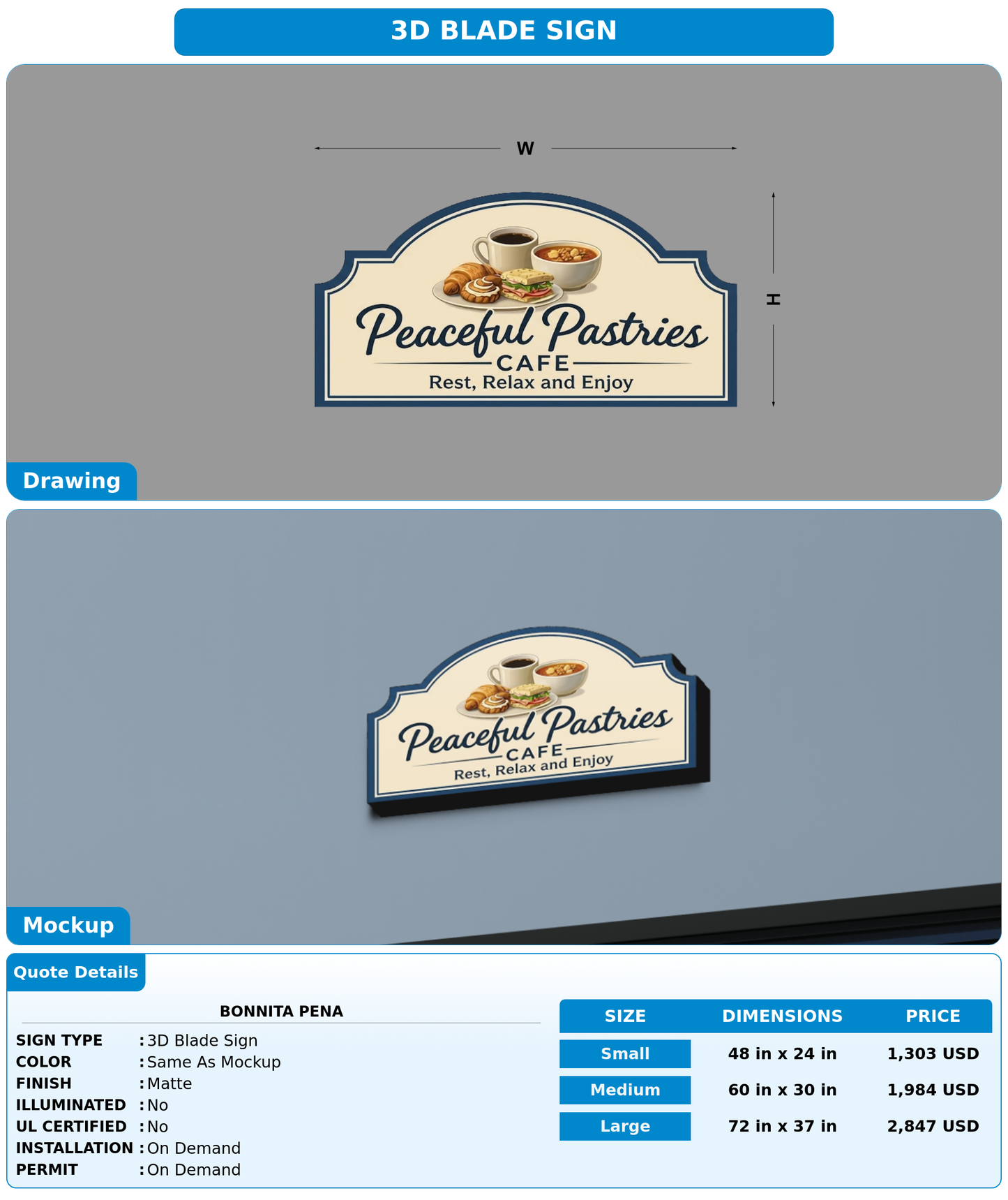 CUSTOM MOCKUP SIGN FOR Bonnita Pena