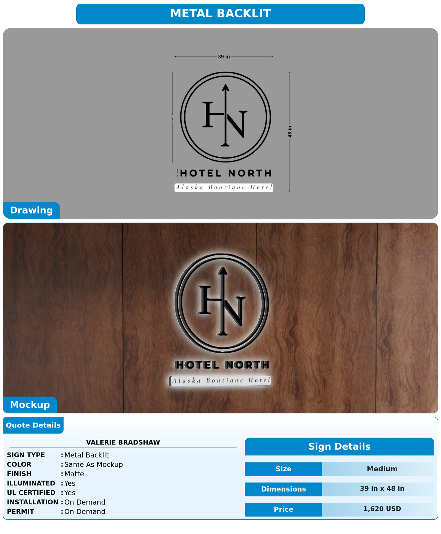 CUSTOM MOCKUP SIGN FOR Valerie Bradshaw