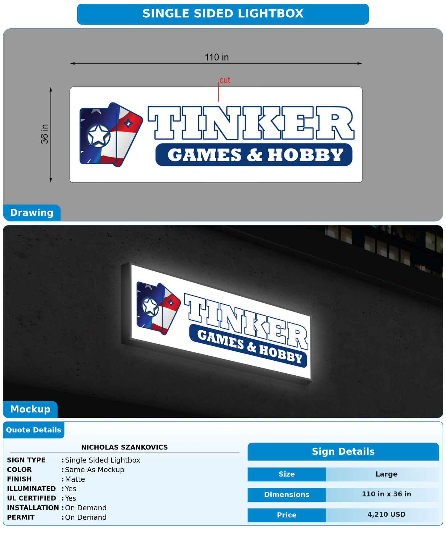 CUSTOM MOCKUP SIGN FOR Nicholas Szankovics