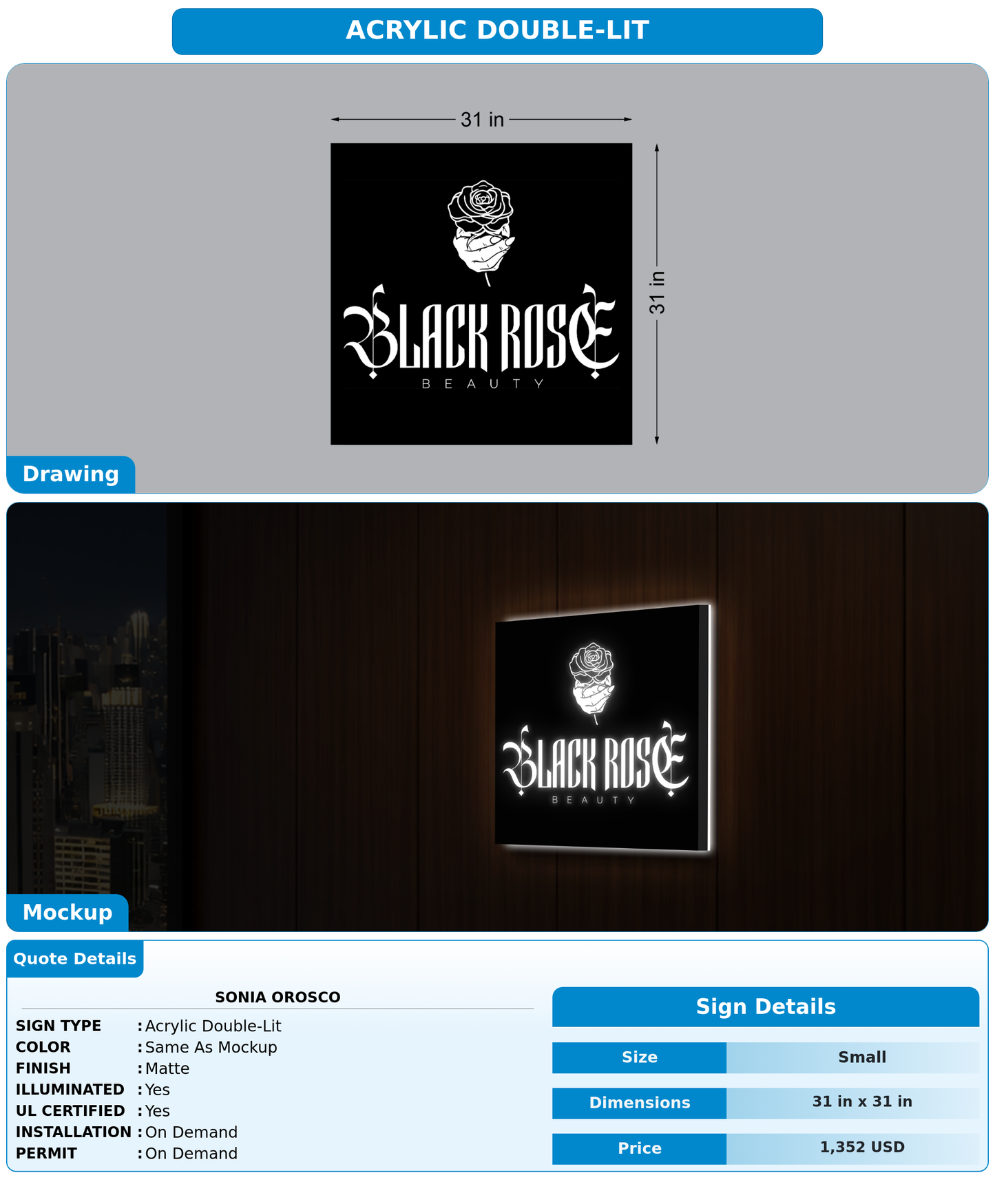 CUSTOM MOCKUP SIGN FOR Sonia orosco