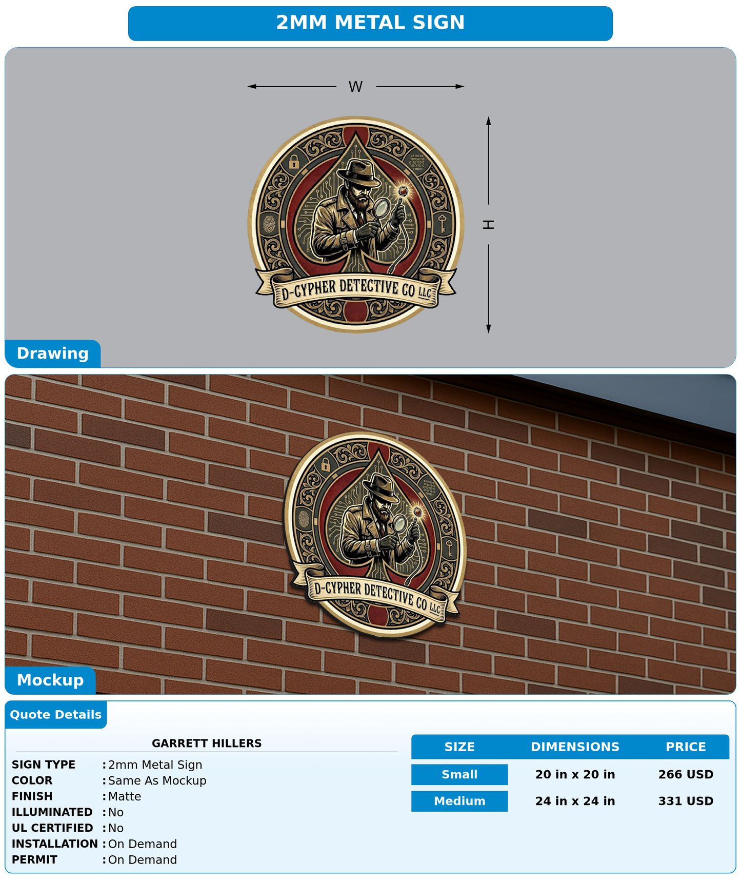 CUSTOM MOCKUP SIGN FOR Garrett Hillers