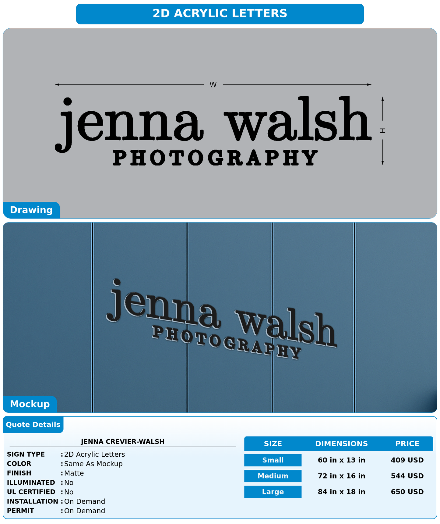 CUSTOM MOCKUP SIGN FOR Jenna Crevier-Walsh