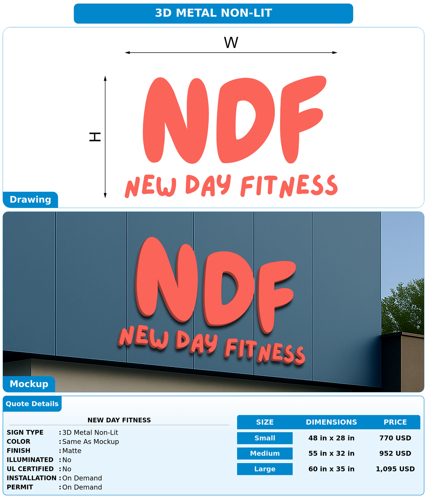 CUSTOM MOCKUP SIGN FOR New Day Fitness