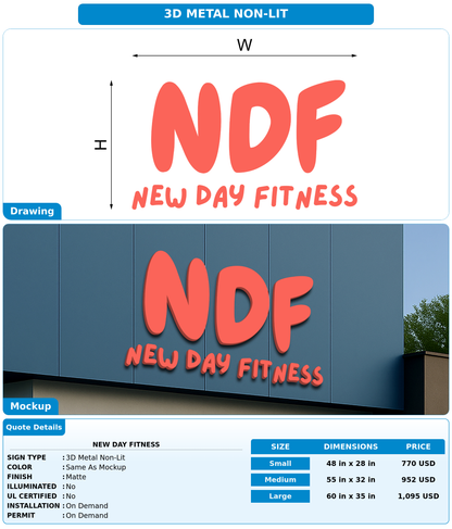 CUSTOM MOCKUP SIGN FOR New Day Fitness