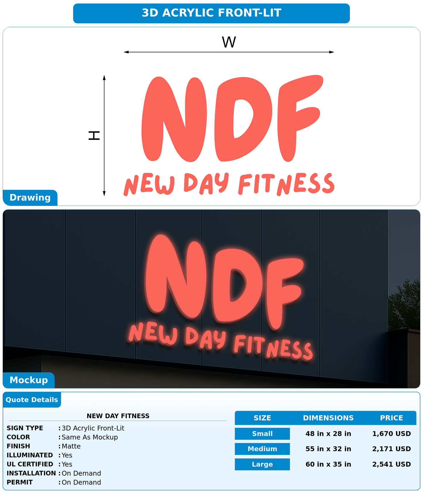 CUSTOM MOCKUP SIGN FOR New Day Fitness