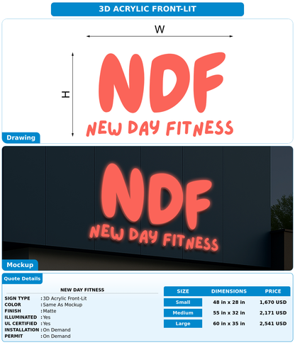 CUSTOM MOCKUP SIGN FOR New Day Fitness