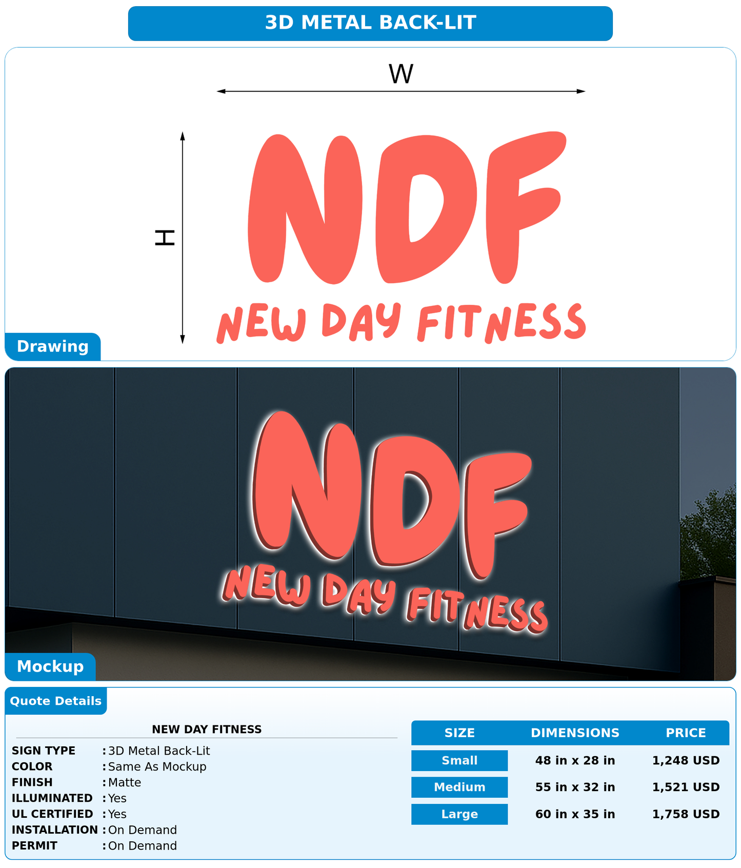 CUSTOM MOCKUP SIGN FOR New Day Fitness