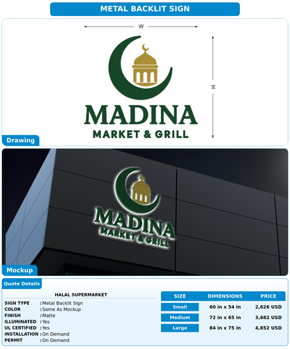 CUSTOM MOCKUP SIGN FOR Halal supermarket
