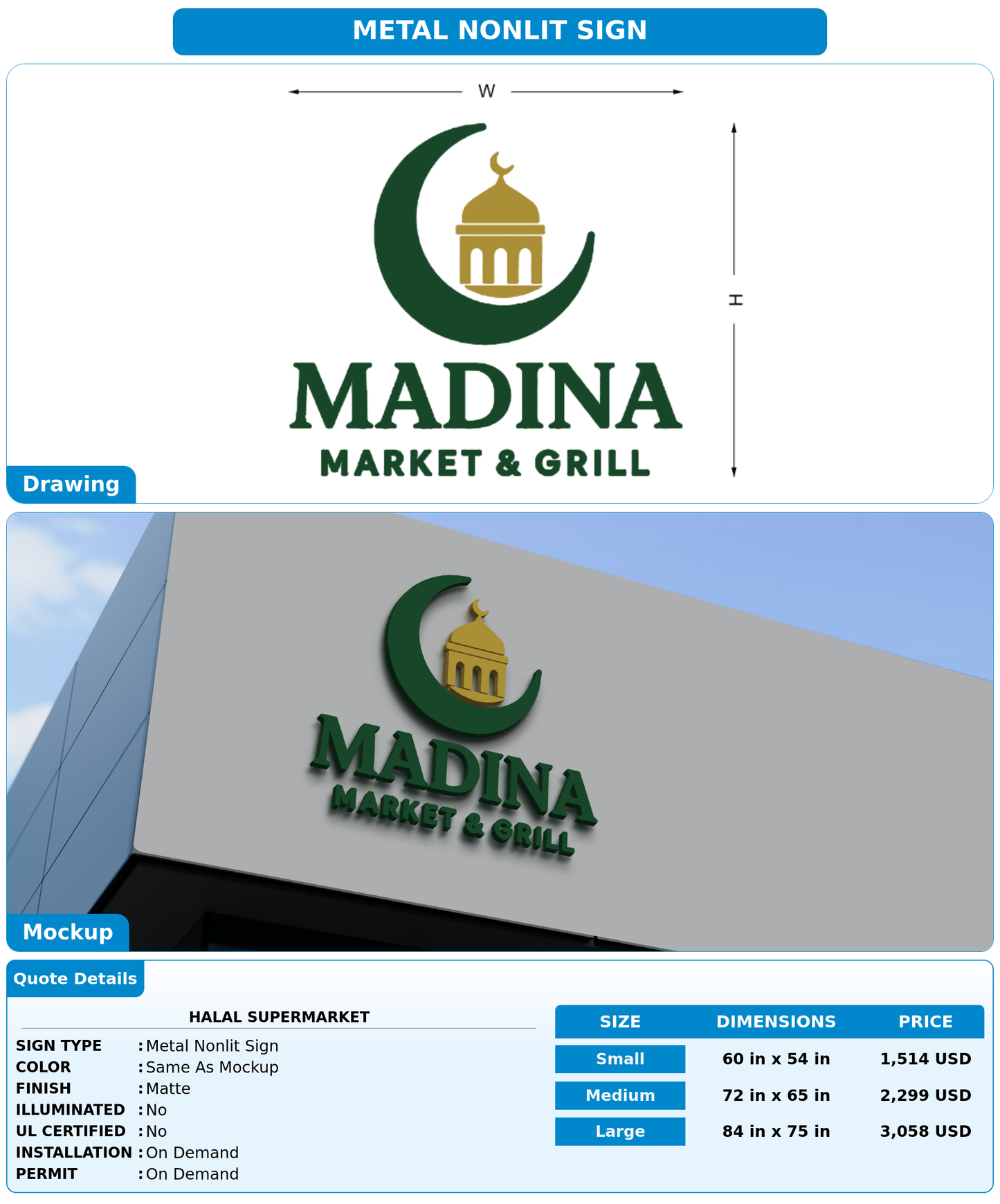 CUSTOM MOCKUP SIGN FOR Halal supermarket
