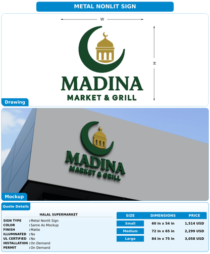 CUSTOM MOCKUP SIGN FOR Halal supermarket