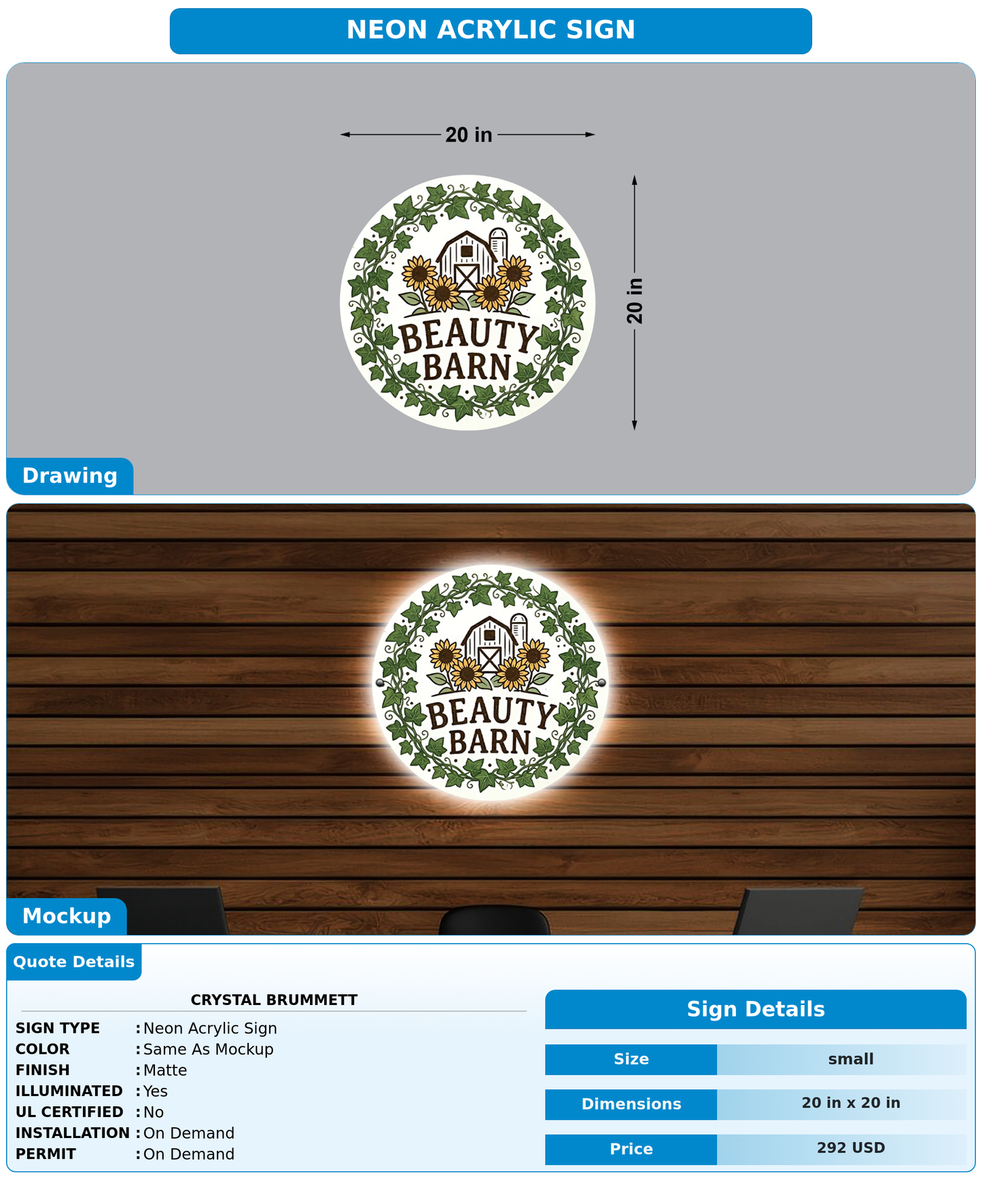 CUSTOM MOCKUP SIGN FOR Crystal Brummett