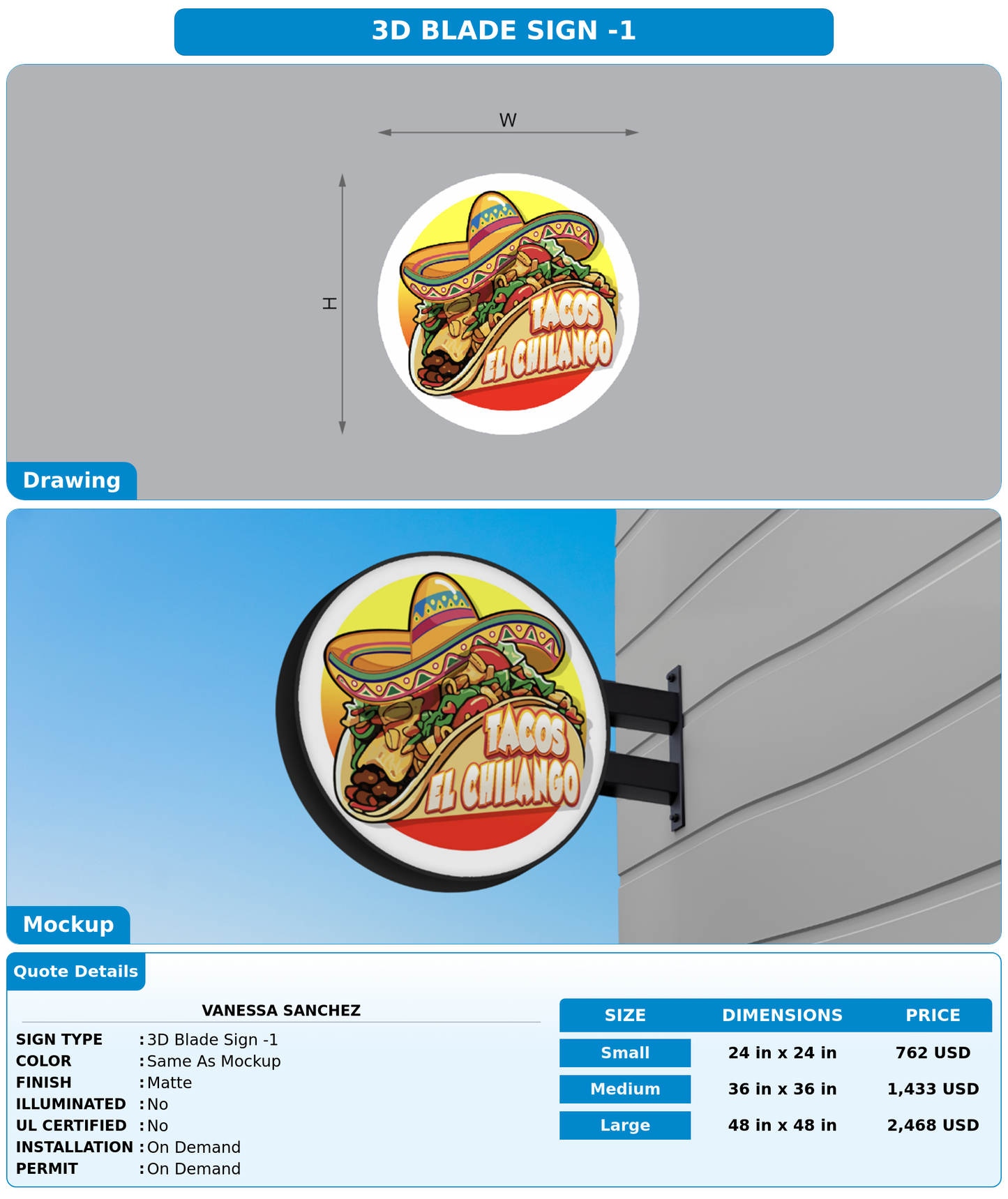 CUSTOM MOCKUP SIGN FOR Vanessa Sanchez