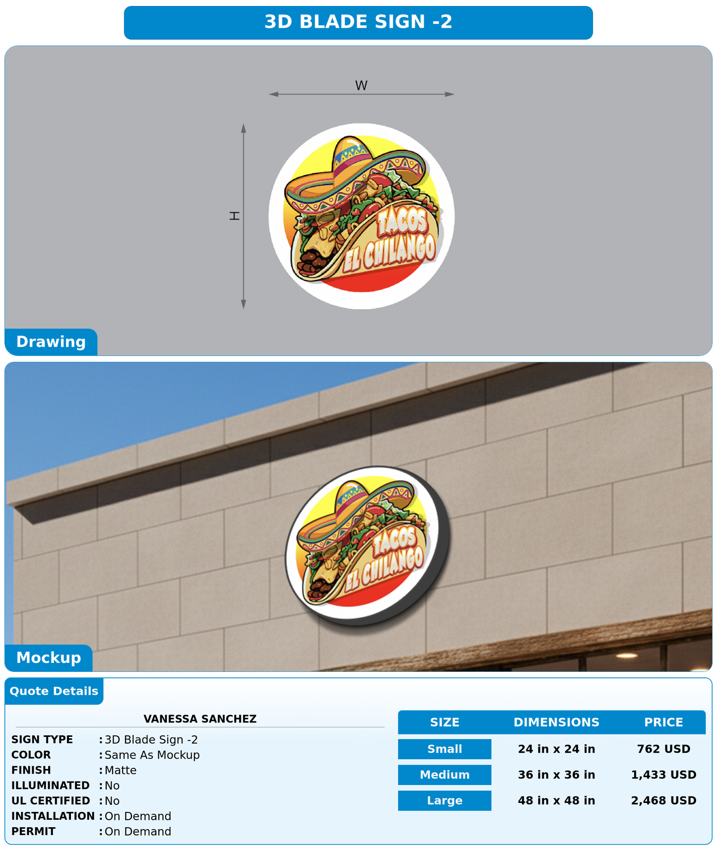CUSTOM MOCKUP SIGN FOR Vanessa Sanchez