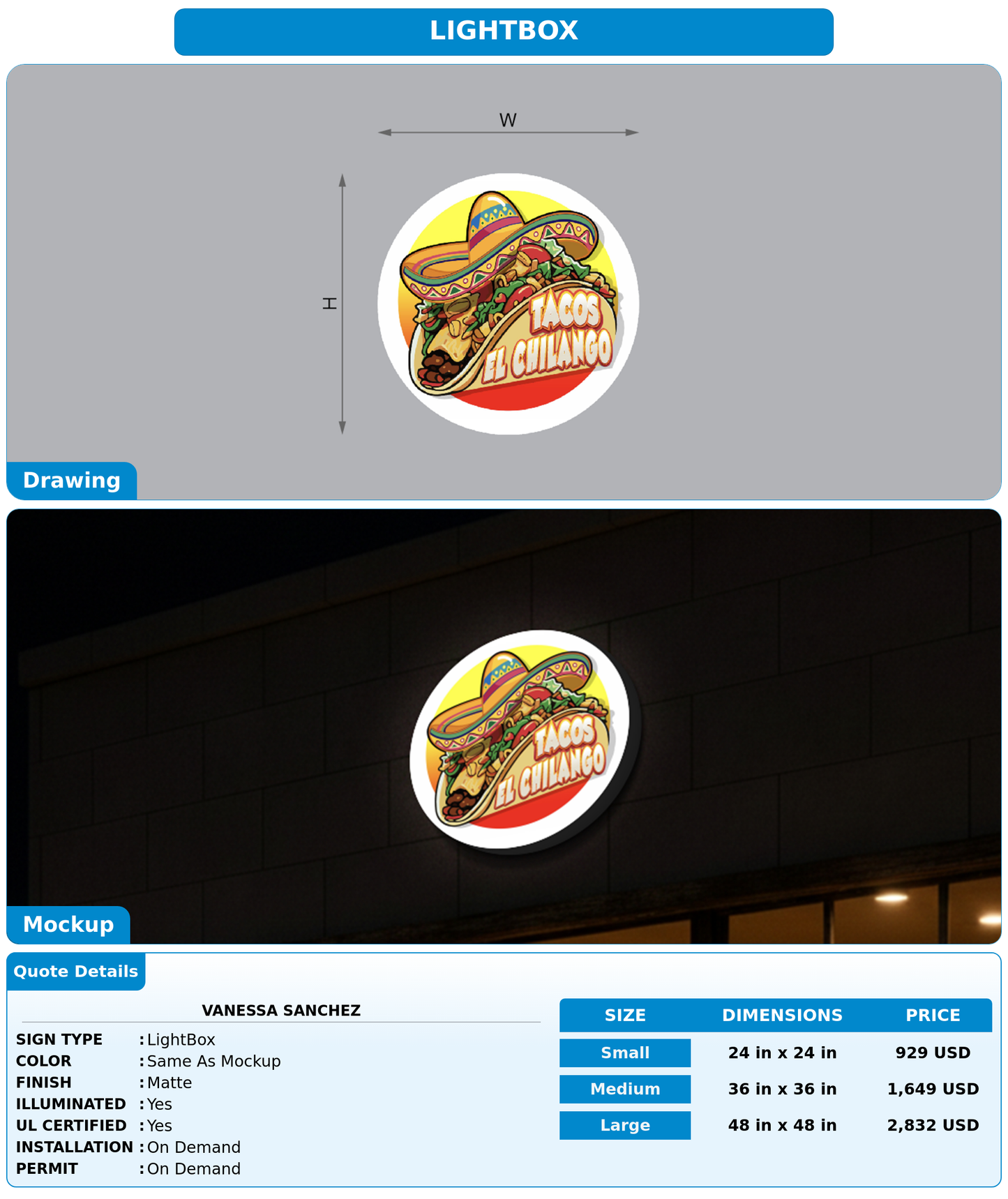 CUSTOM MOCKUP SIGN FOR Vanessa Sanchez