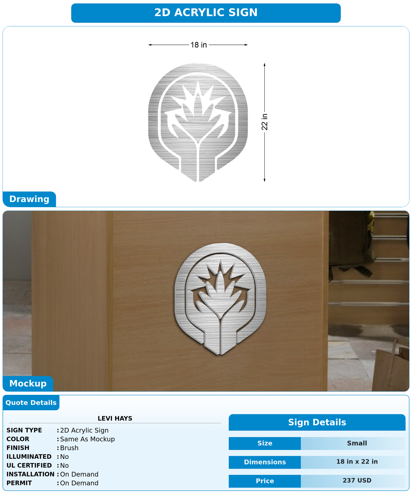 CUSTOM MOCKUP SIGN FOR Levi Hays