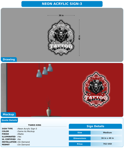 CUSTOM MOCKUP SIGN FOR Tvaris King
