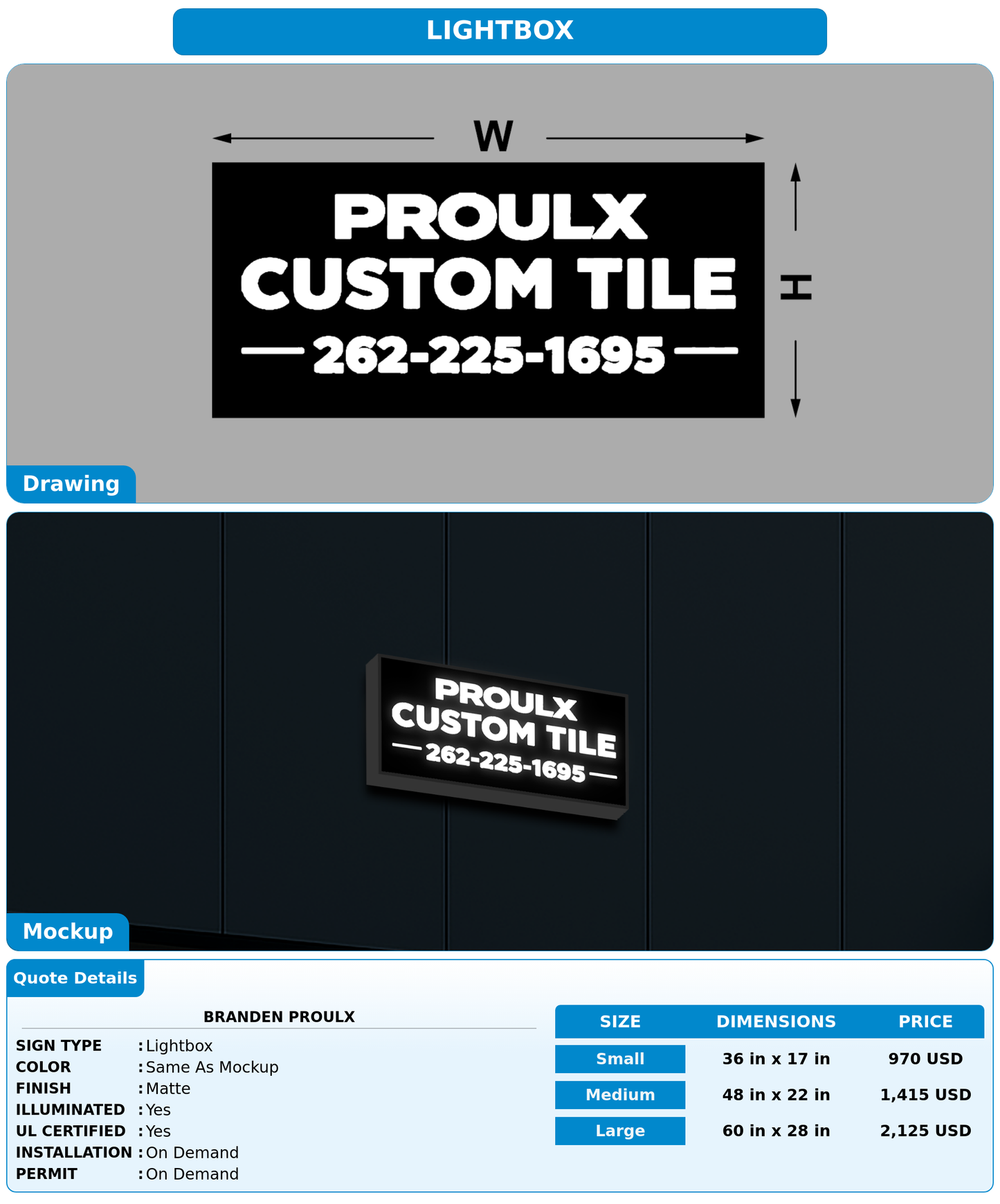 CUSTOM MOCKUP SIGN FOR Branden Proulx