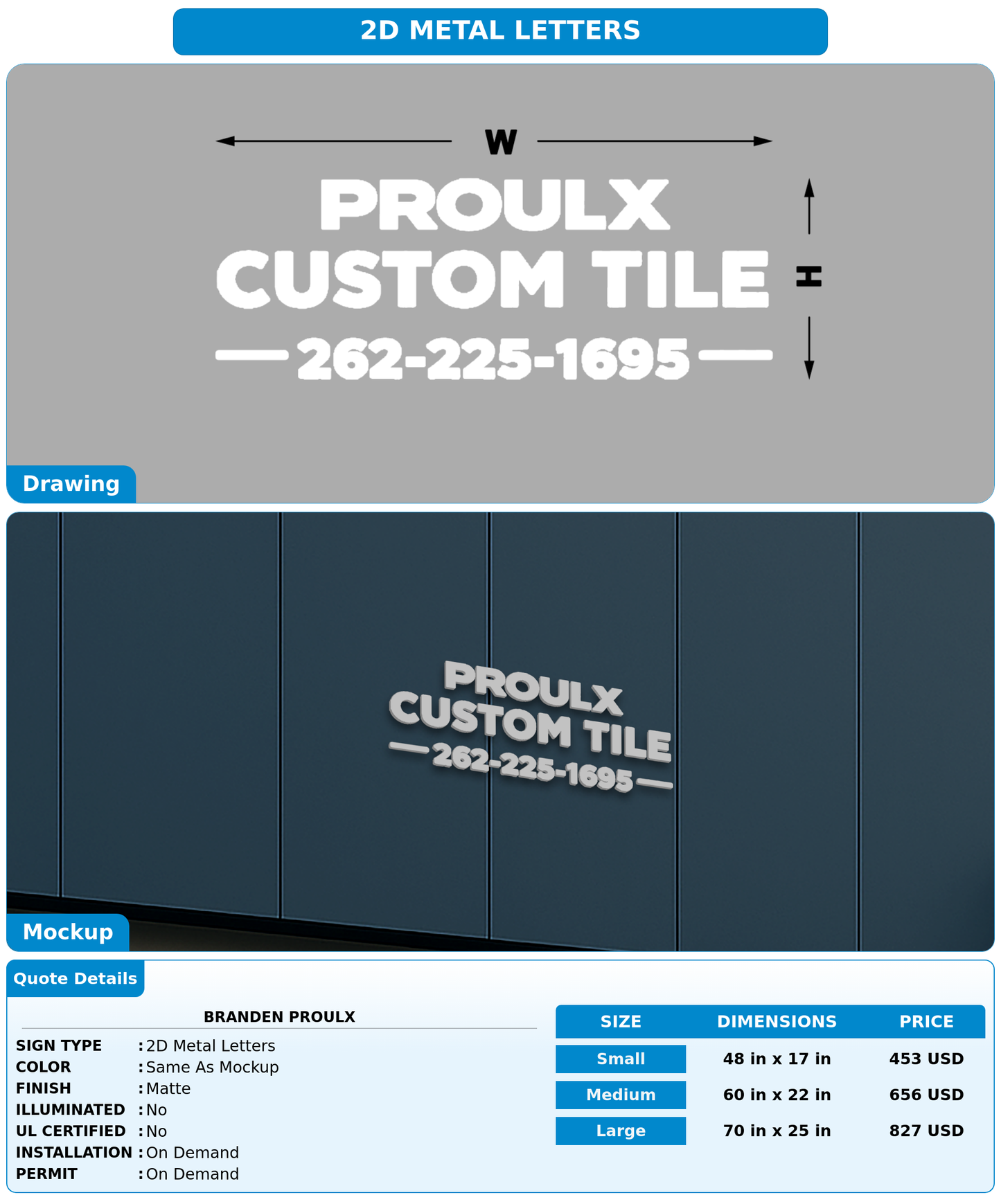 CUSTOM MOCKUP SIGN FOR Branden Proulx